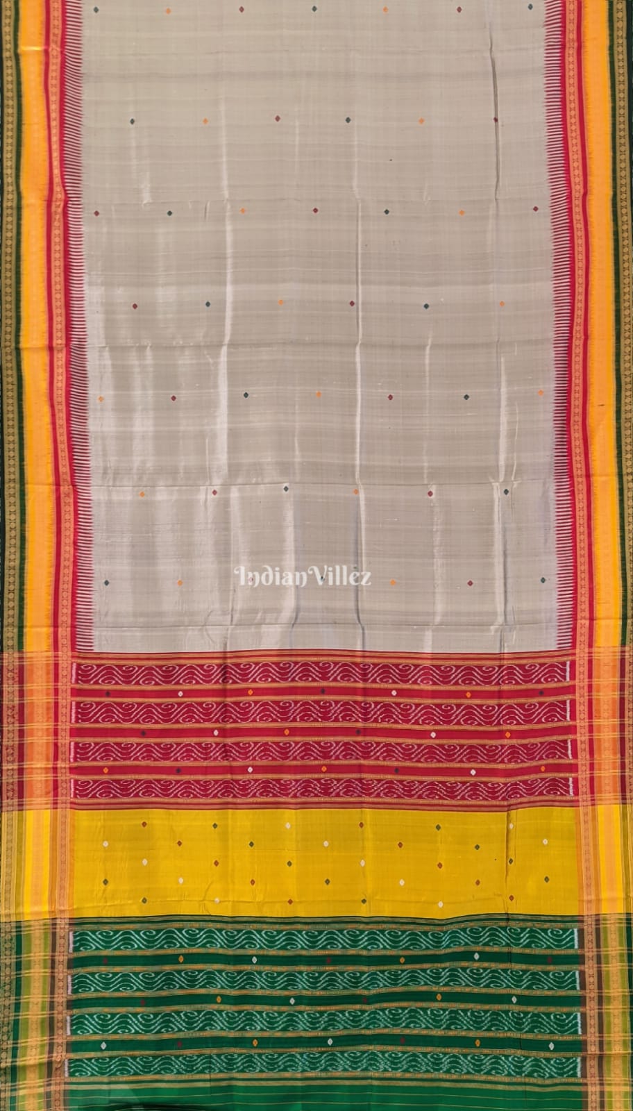 Grandma Gray Kathiphera Odisha Ikat Khandua Silk Saree