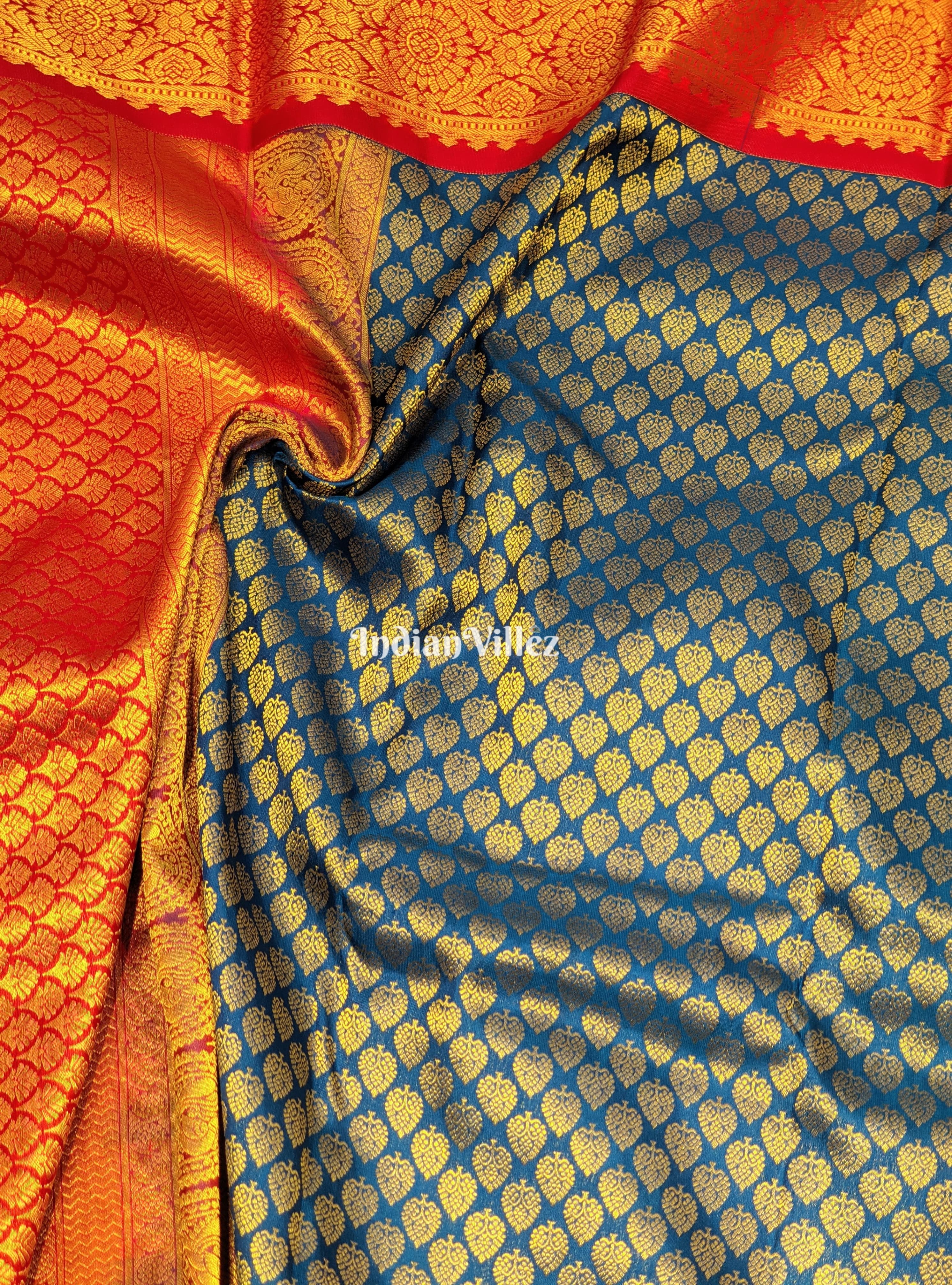 Peacock Blue Pure Kanjivaram Silk Saree