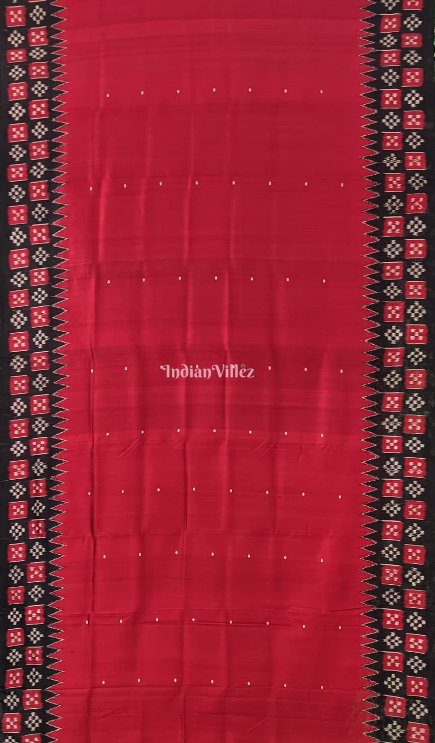 Red Single Butta Border Pasapali Contemporary Silk Saree