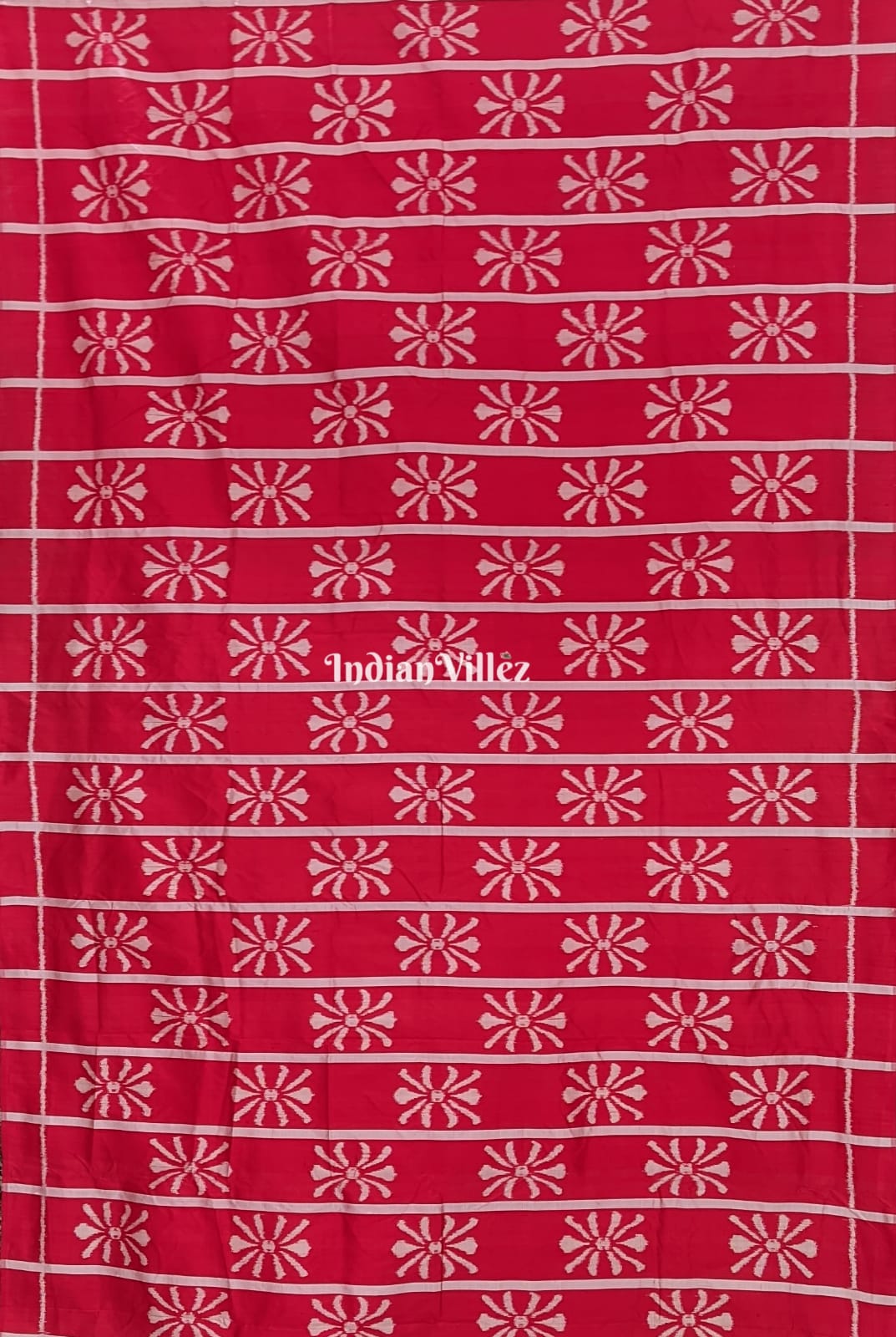 Red Flower Motif Odisha Ikat Contemporary Khandua Silk Saree