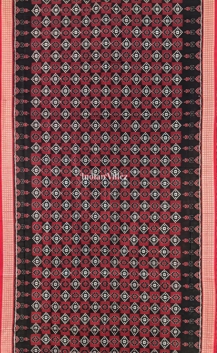 Black Maroon Odisha Ikat Pure Sambalpuri Silk Saree