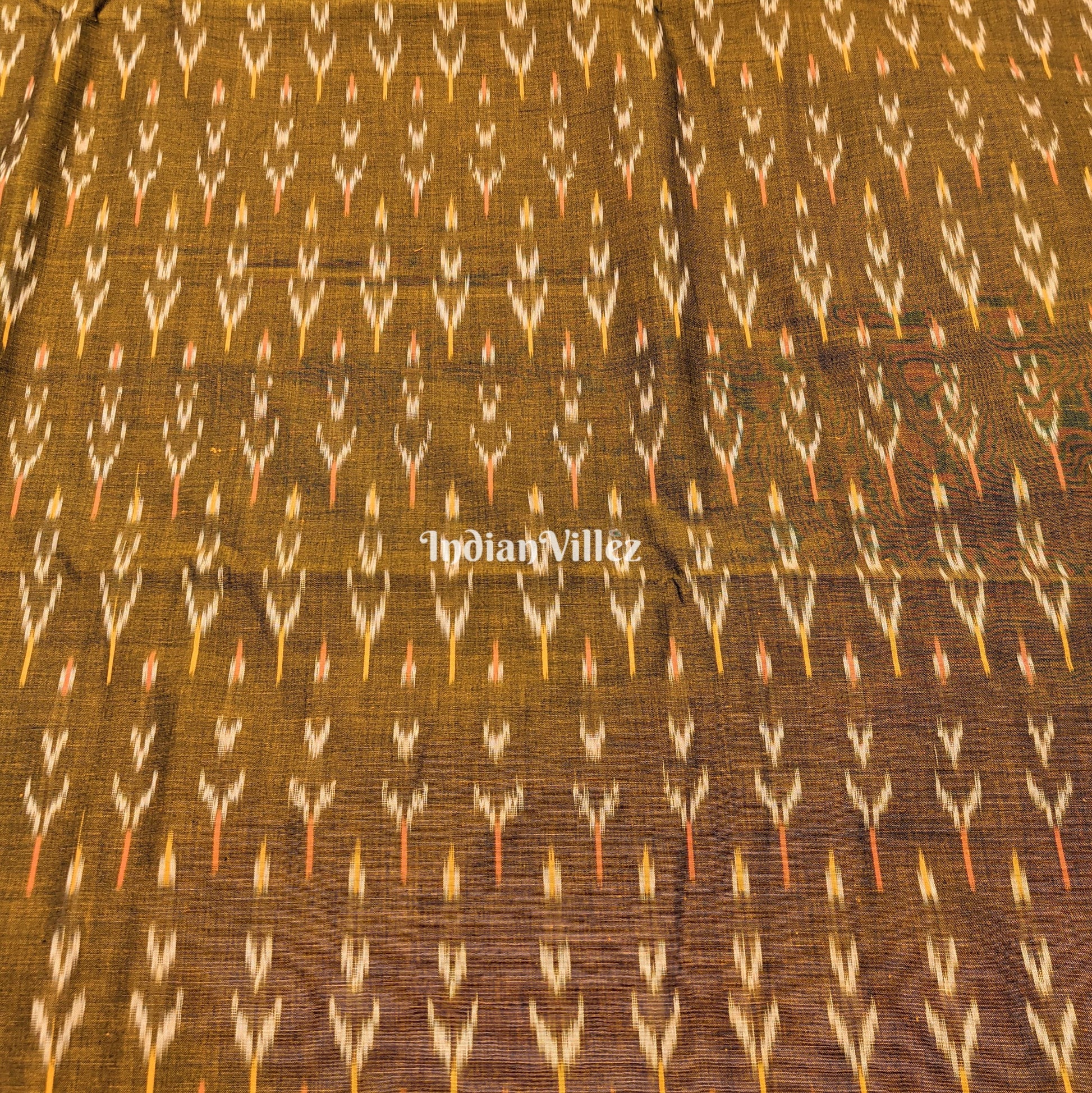 Mehndi Green Handwoven Pochampally Ikat Cotton Fabric