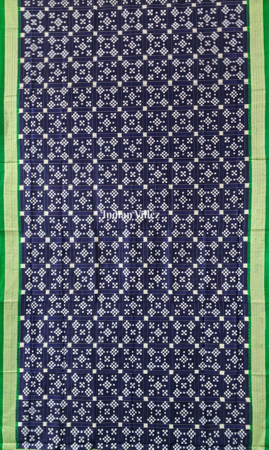 Royal Blue Green Pasapali Pure Sambalpuri Silk Saree