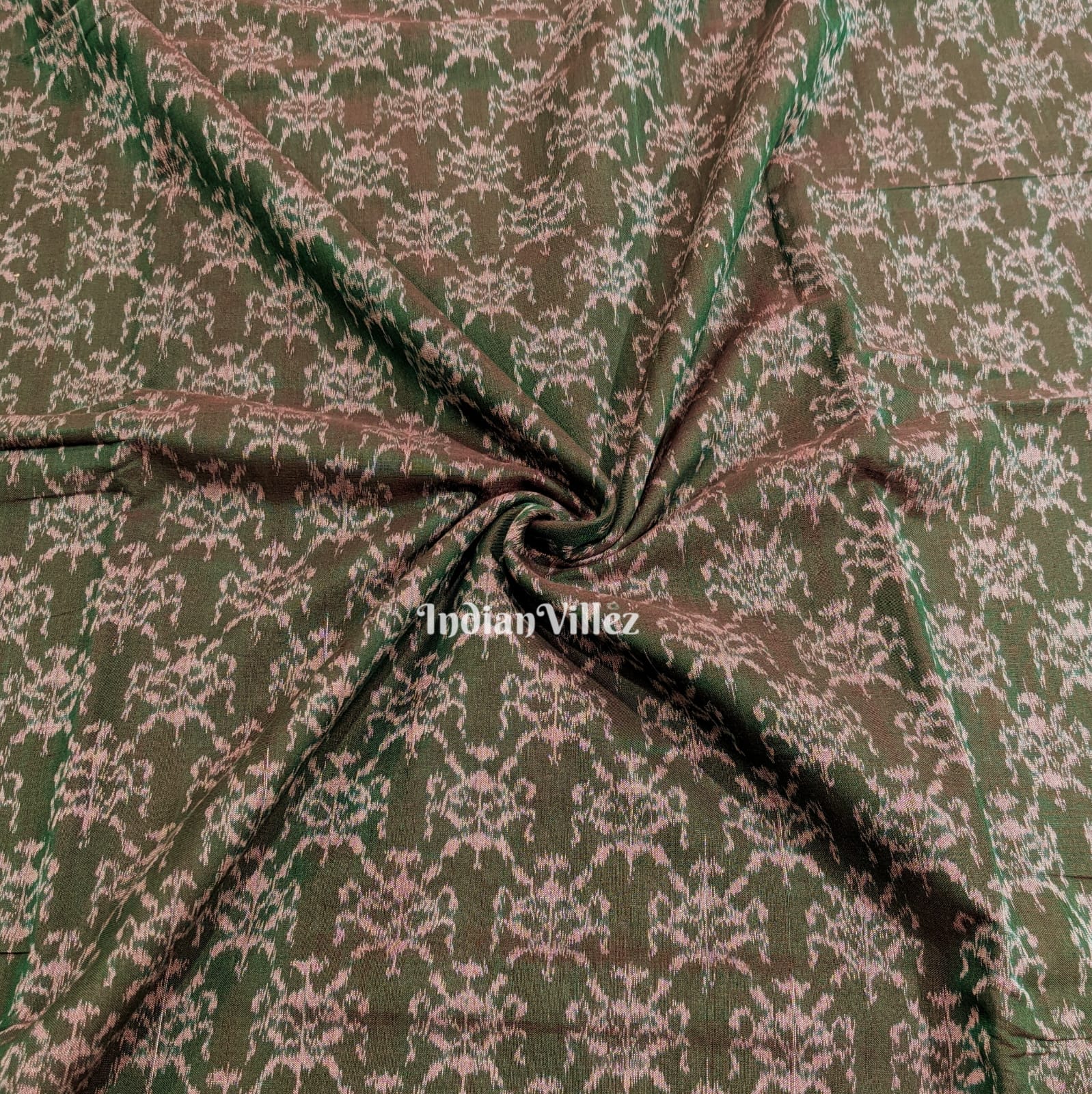 Ever Green  Dual Tone Sambalpuri Ikat Cotton Fabric