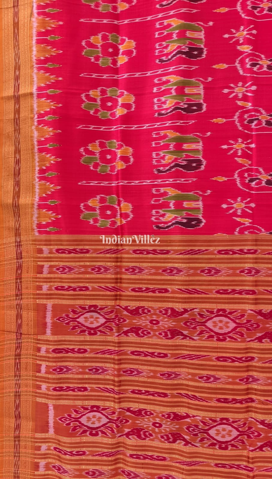 Red Animal Flower Odisha Ikat Khandua Silk Saree