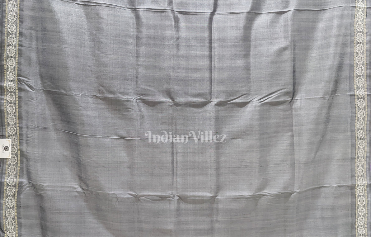Mehendi Green Grey Buti Design Odisha Ikat Khandua Silk Saree with Jaala Anchal