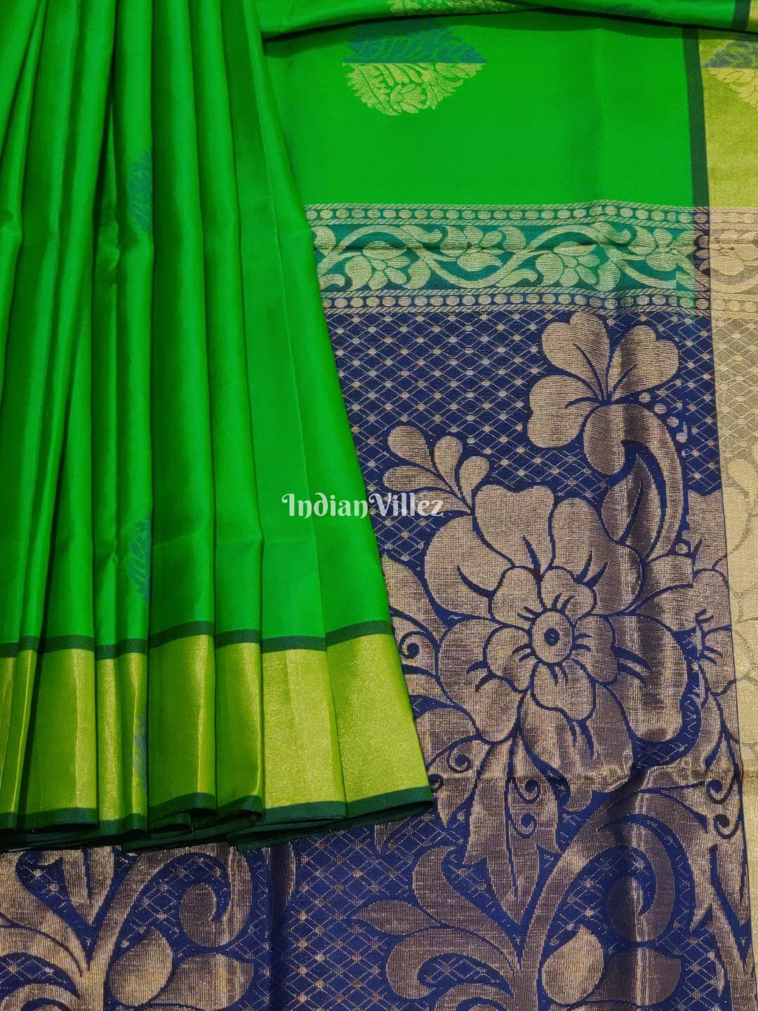 Blue Green South Handloom Kanjivaram Soft Silk Saree