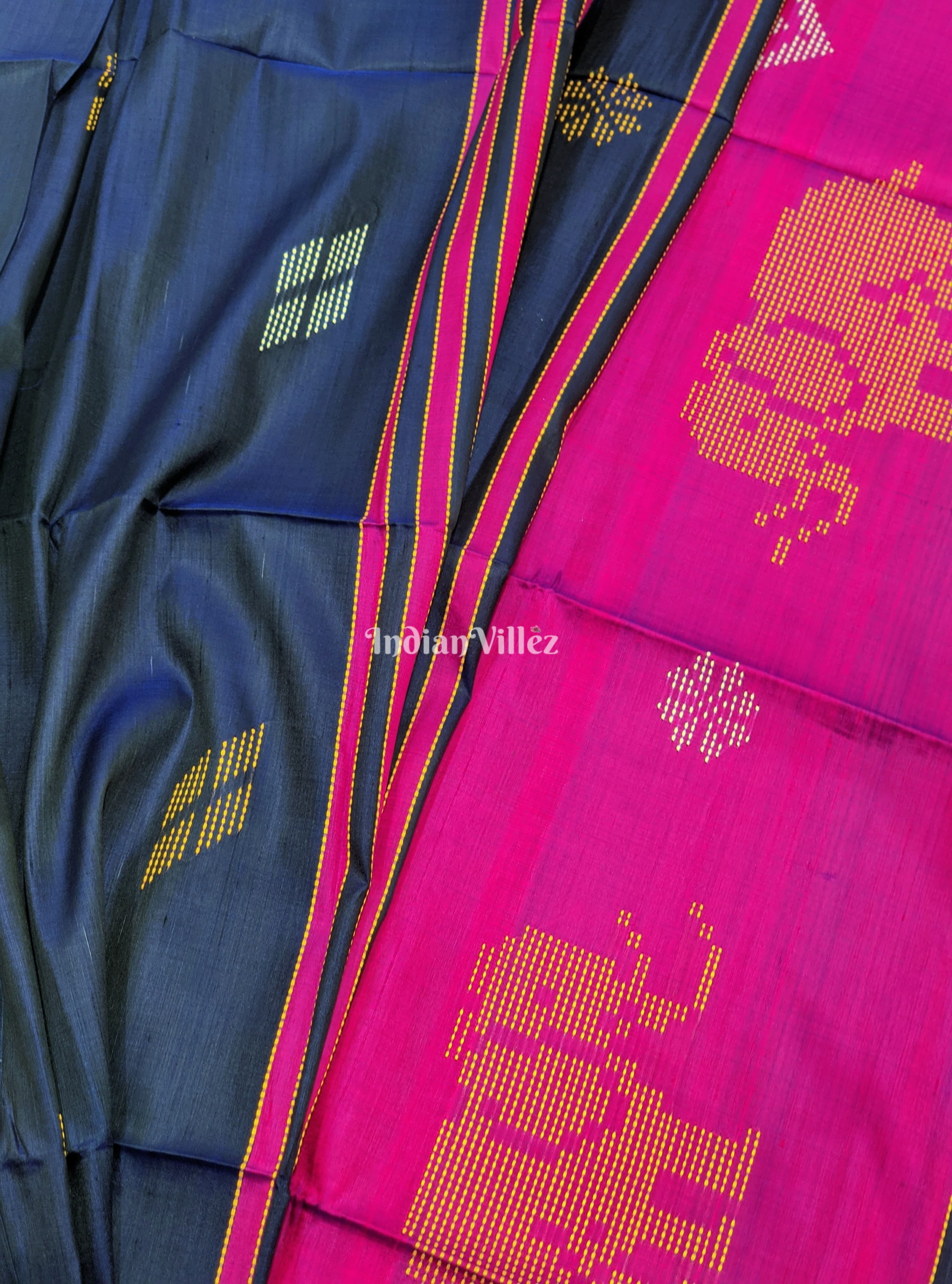 Purple Navy Blue Handloom Soft Silk Saree