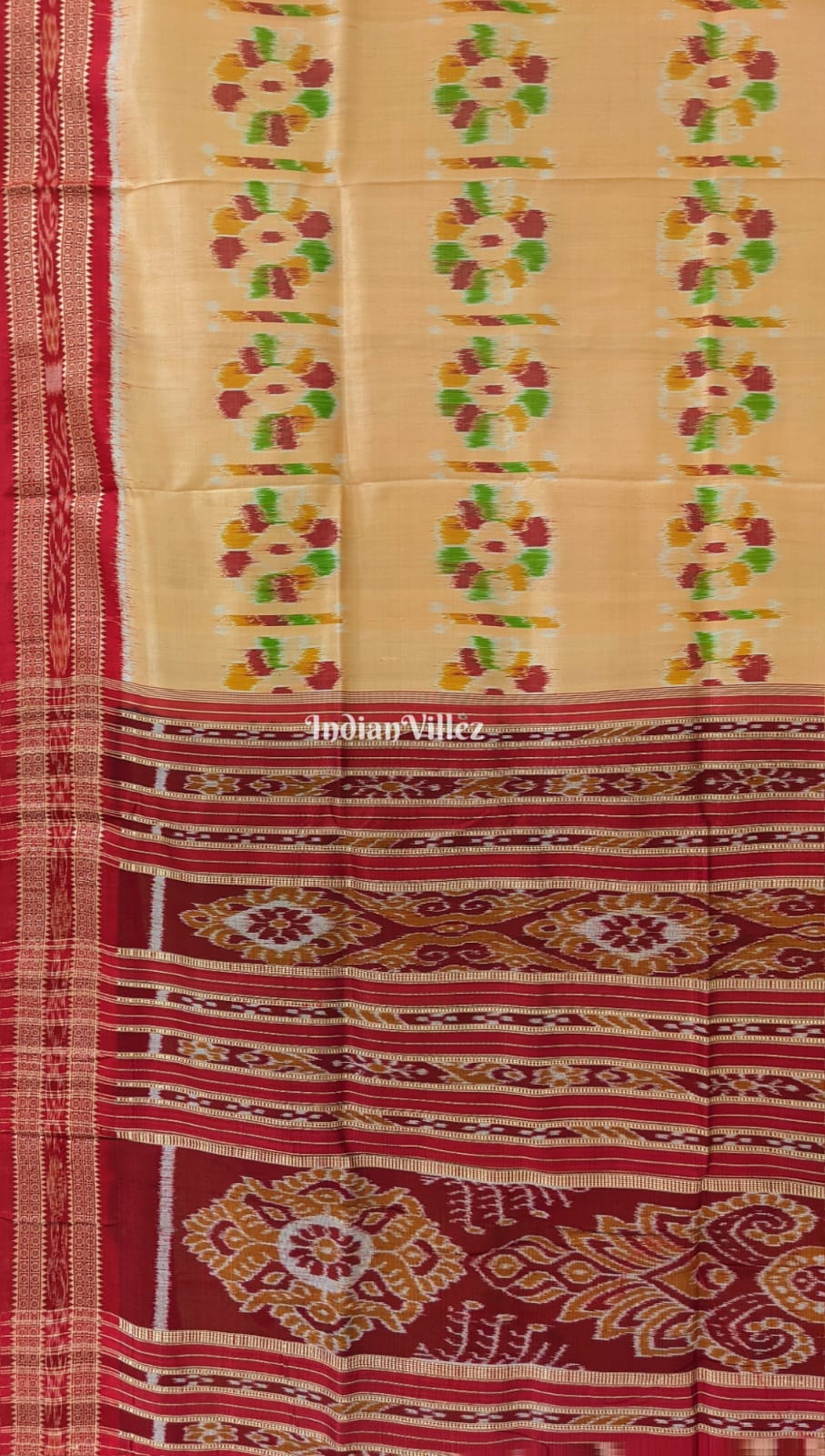 Sandal Baghambari Odisha Ikat Khandua Silk Saree