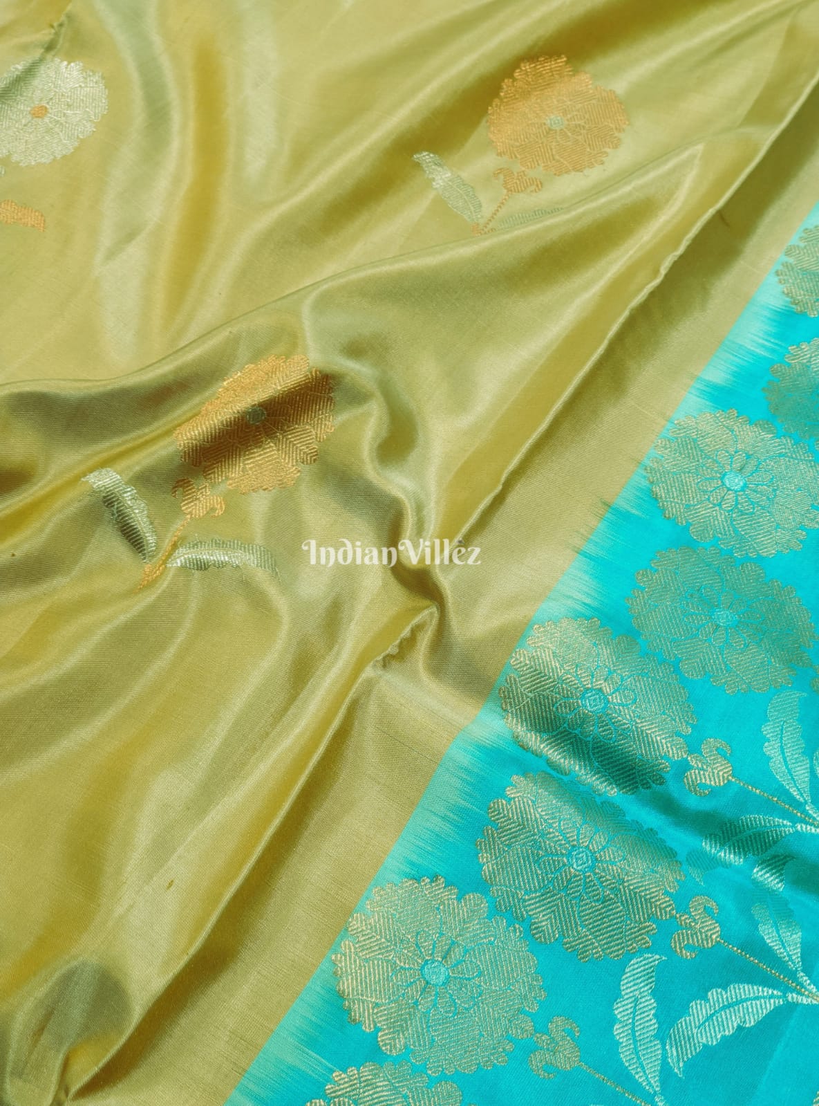 Sea Green with Chandan Color Kanjivaram Soft Silk Saree