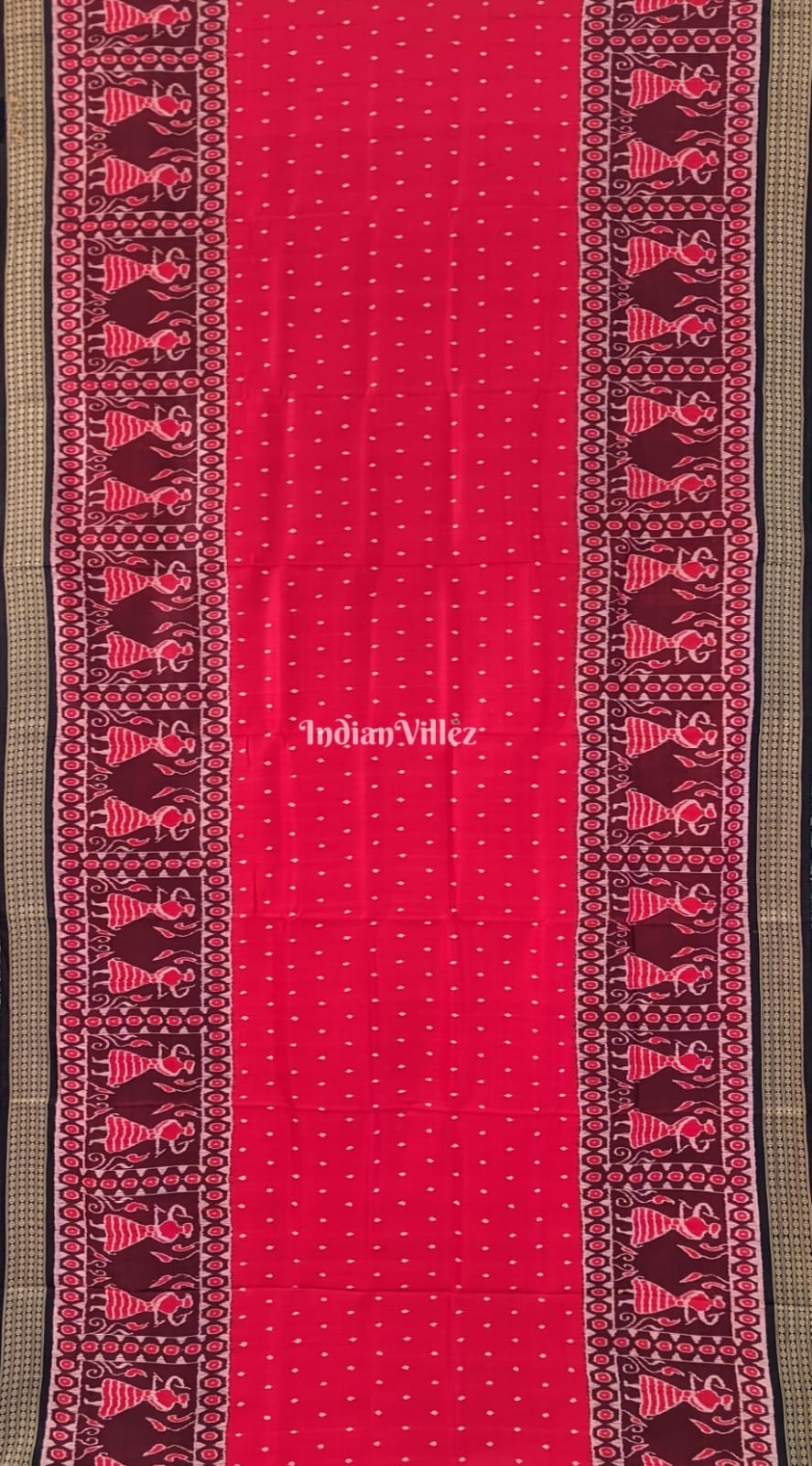 Red with Maroon Tribal Odisha Ikat Khandua Silk Saree