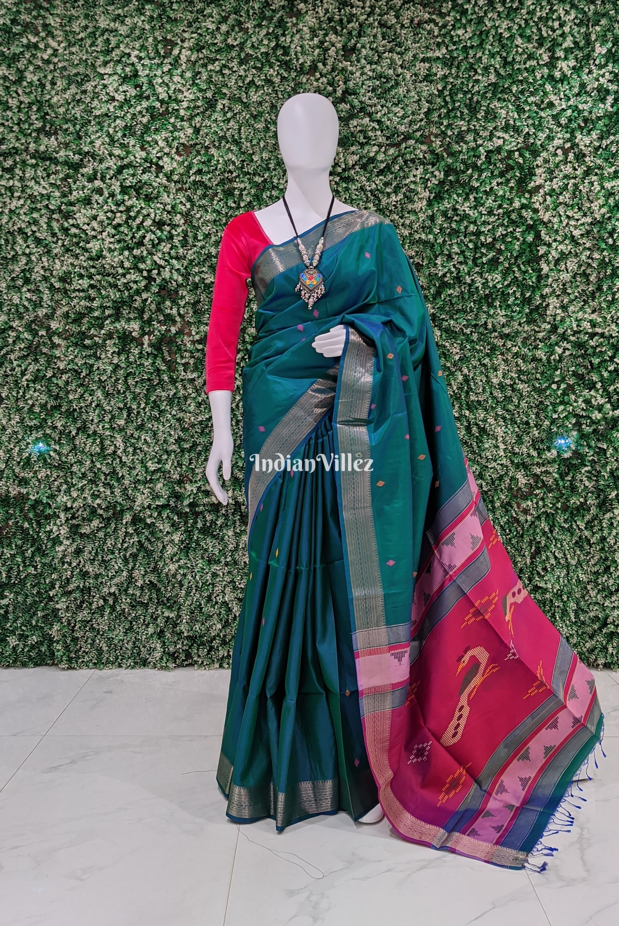 Rama Green Handloom Soft Silk Saree
