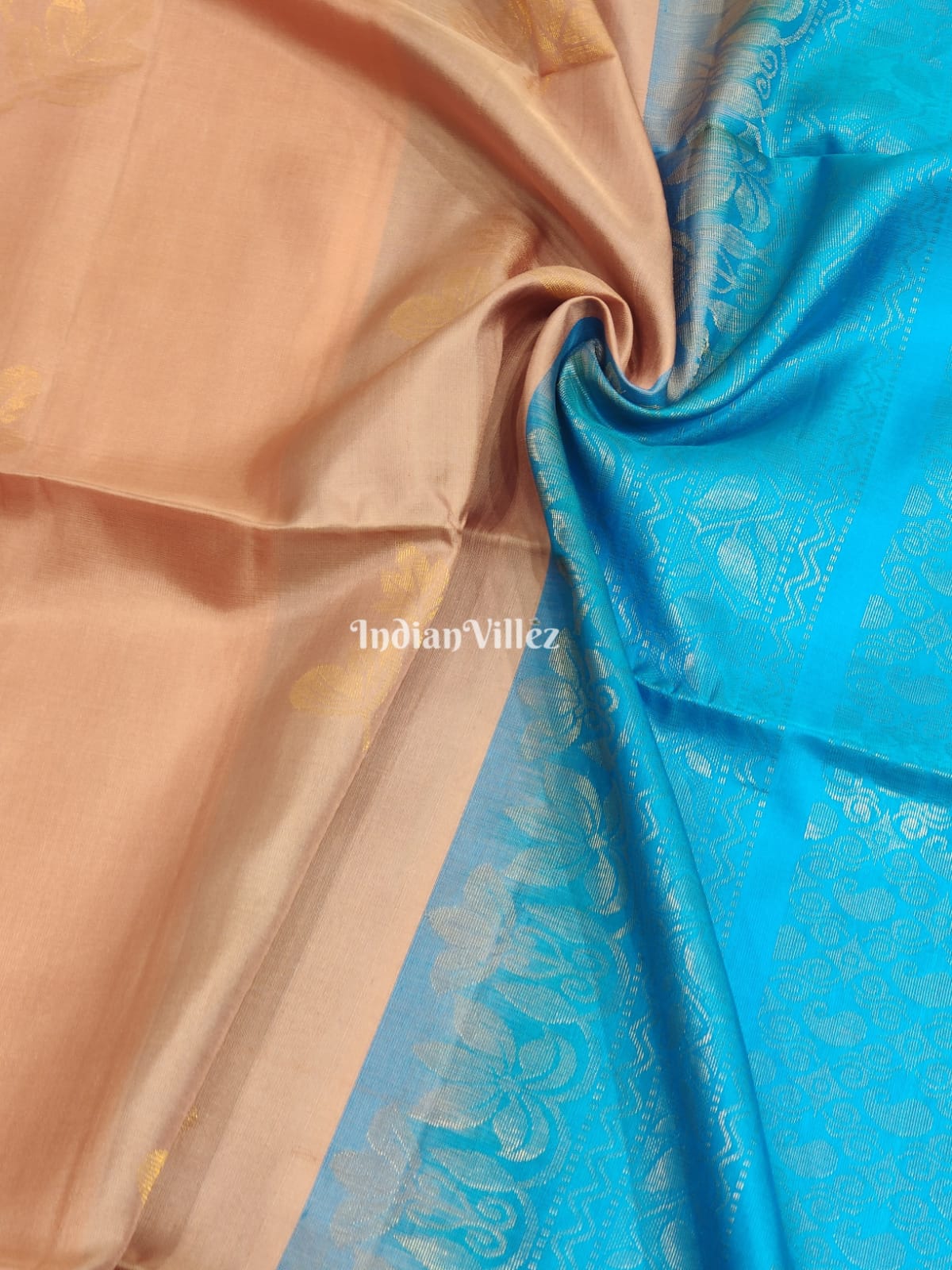 Blush Pink Sky Blue South Handloom Kanjivaram Soft Silk Saree