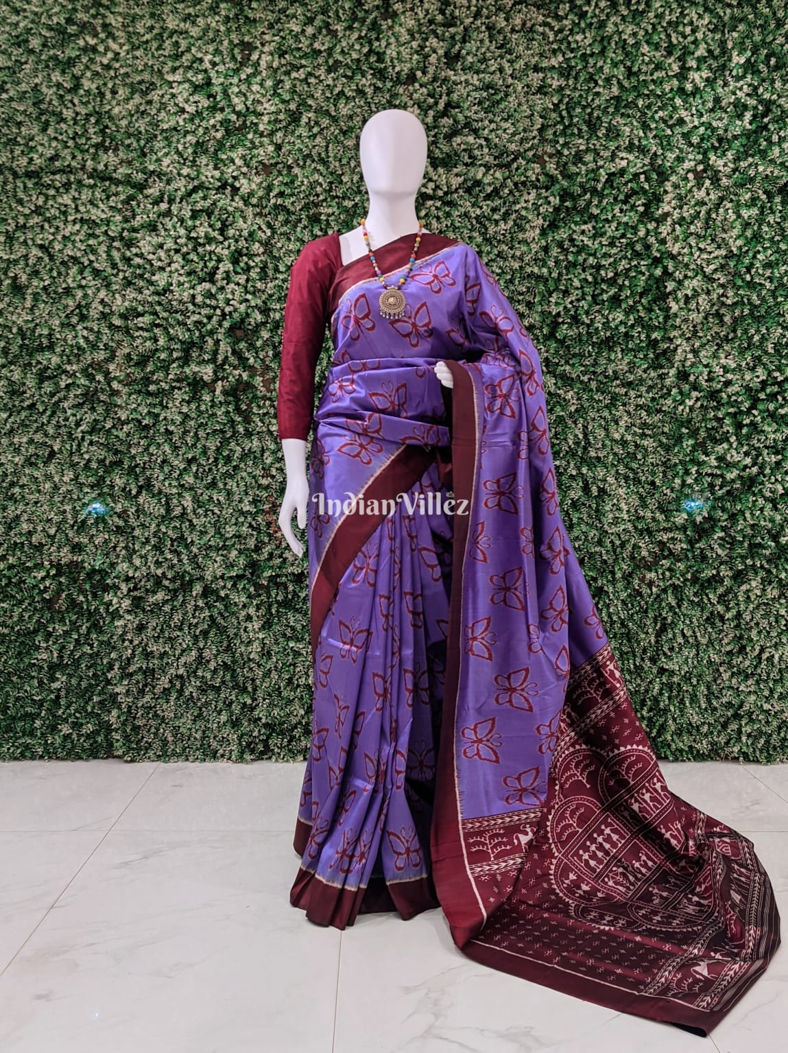 Lavender Butterfly Odisha Ikat Contemporary Silk Saree