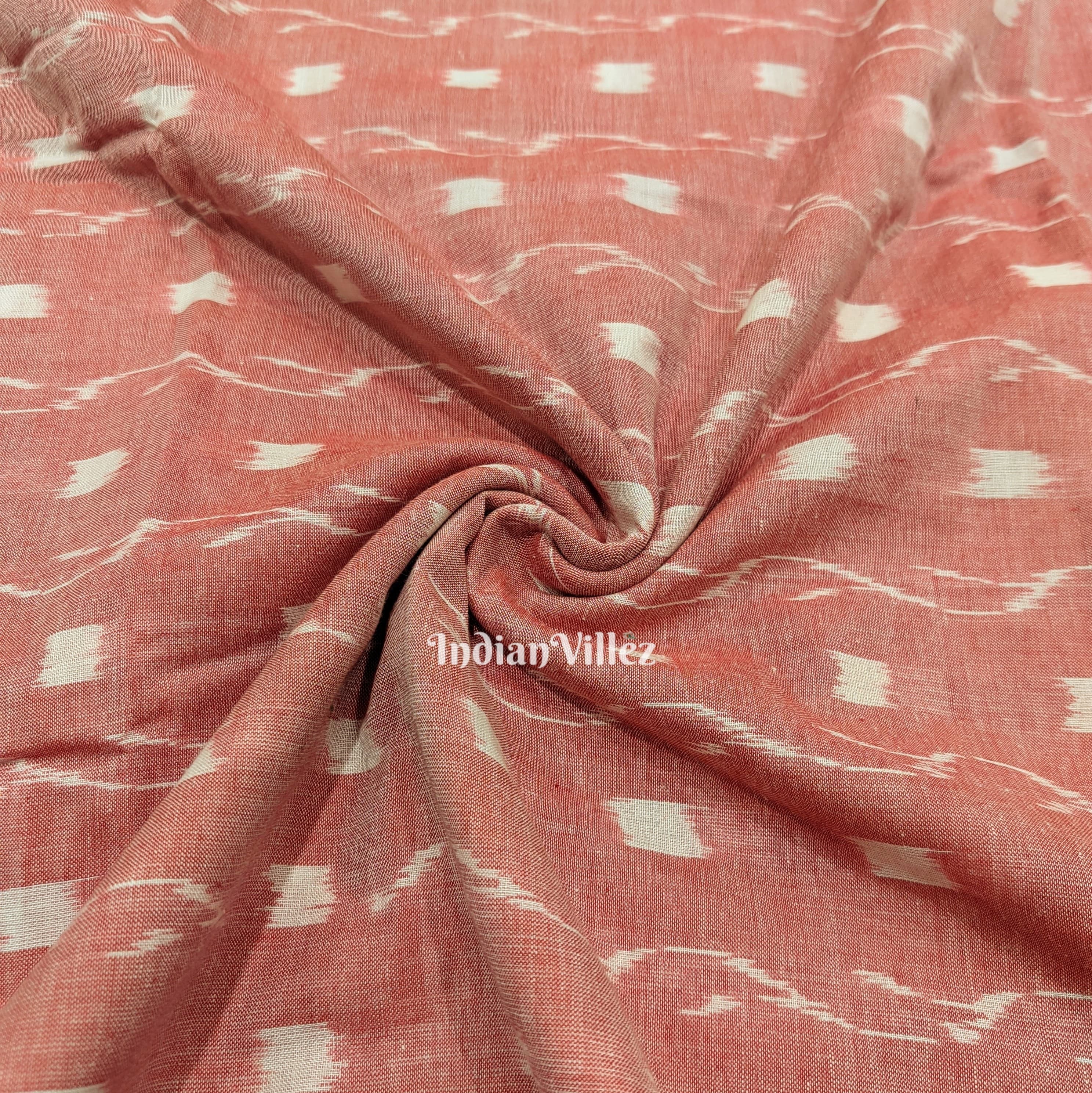 Peach Tipa Design Sambalpuri Ikat Cotton Fabric