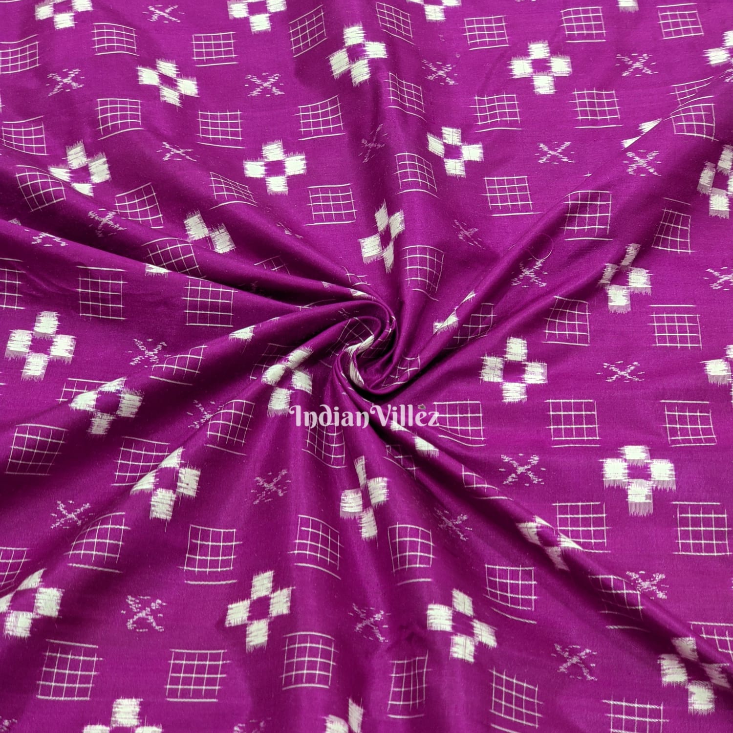 Purple Small Pasapali Sambalpuri Ikat Silk Fabric