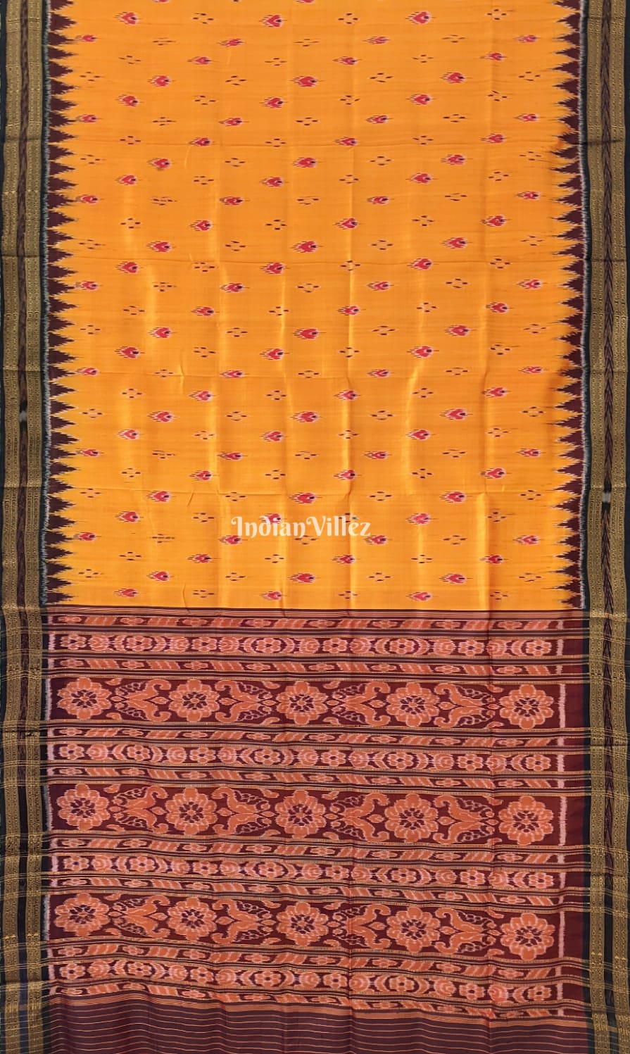 Yellow Mayur Chandrika Khandua Silk Saree