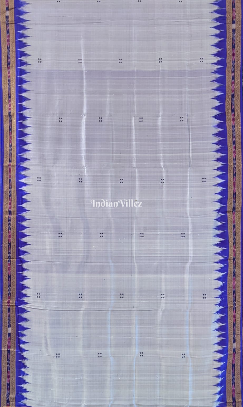 Steel Blue Butta design Odisha Ikat Khandua Silk Saree
