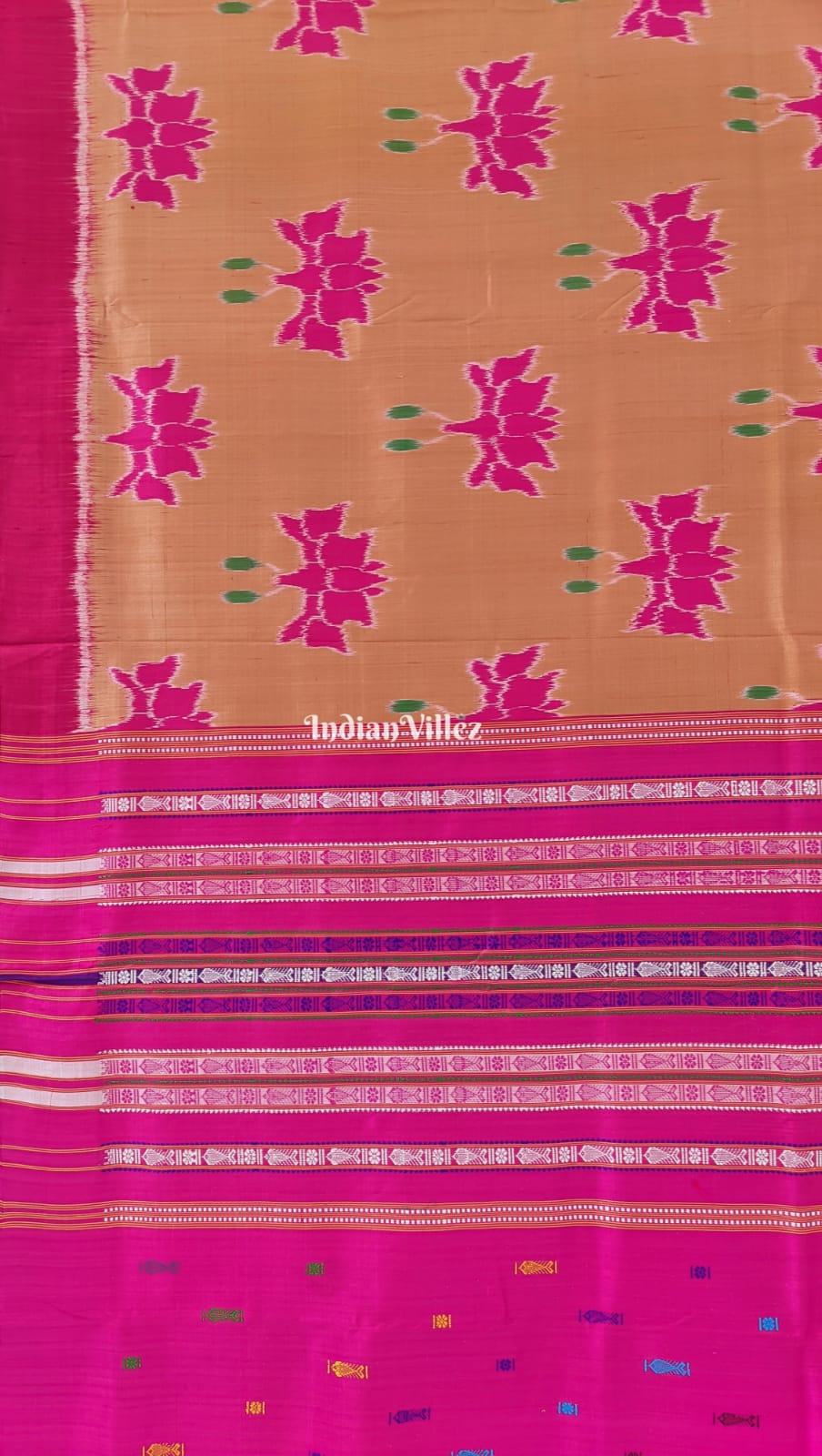 Ochre Brown Lotus Contemporary Silk Saree
