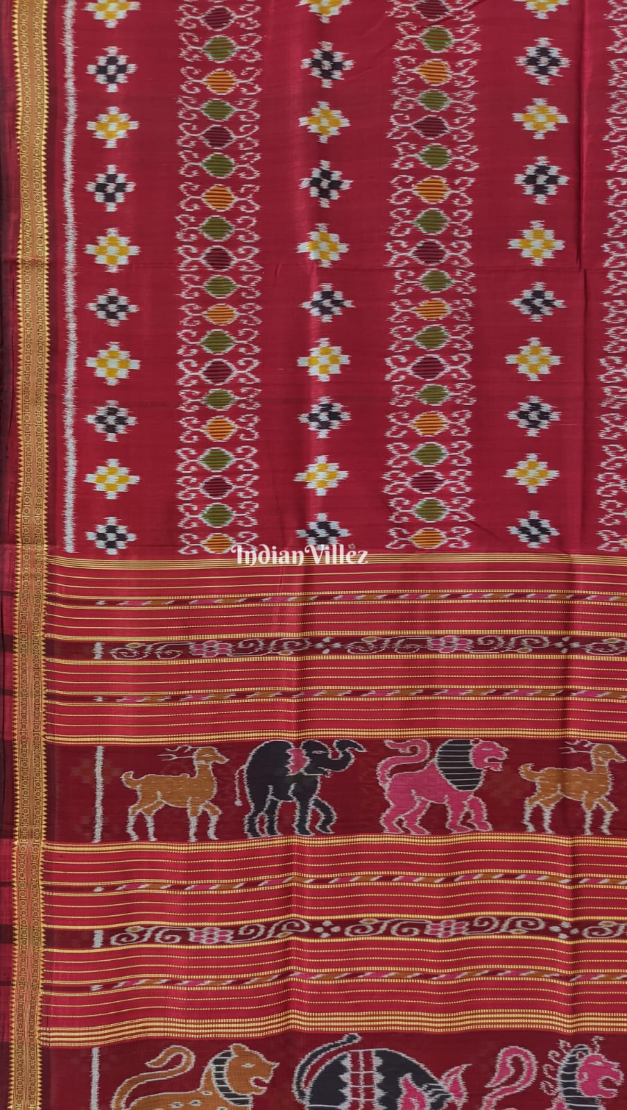 Maroon Body Pasapali Khandua Silk Saree