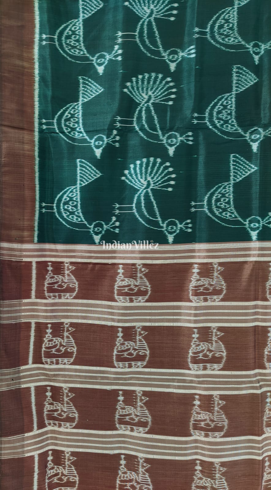 Rama Green Odisha Ikat Designer Contemporary Silk Saree