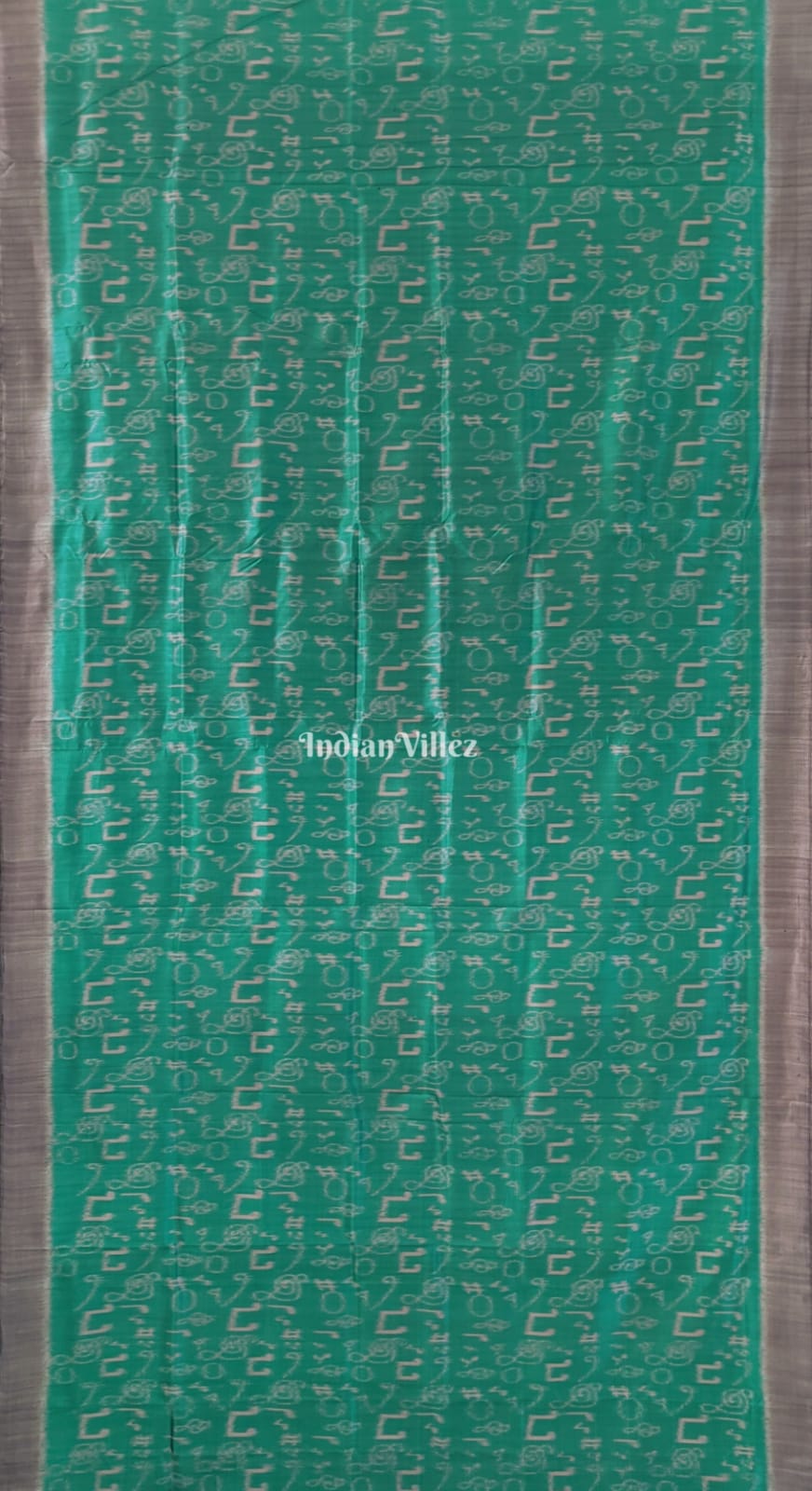 Rama Green Gray Music Theme Designer Contemporary Silk Saree