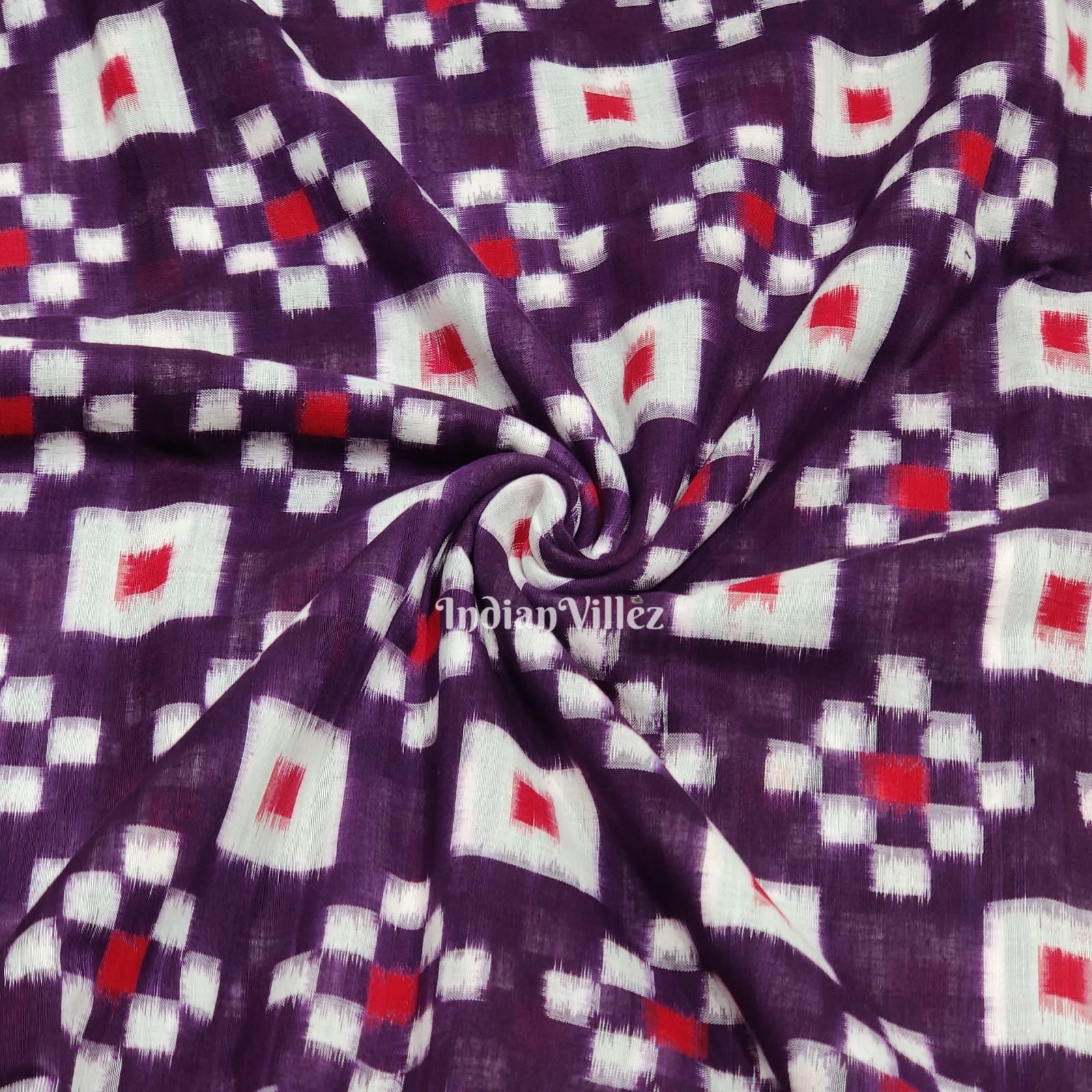 Purple Pasapali Sambalpuri Ikat Cotton Fabric