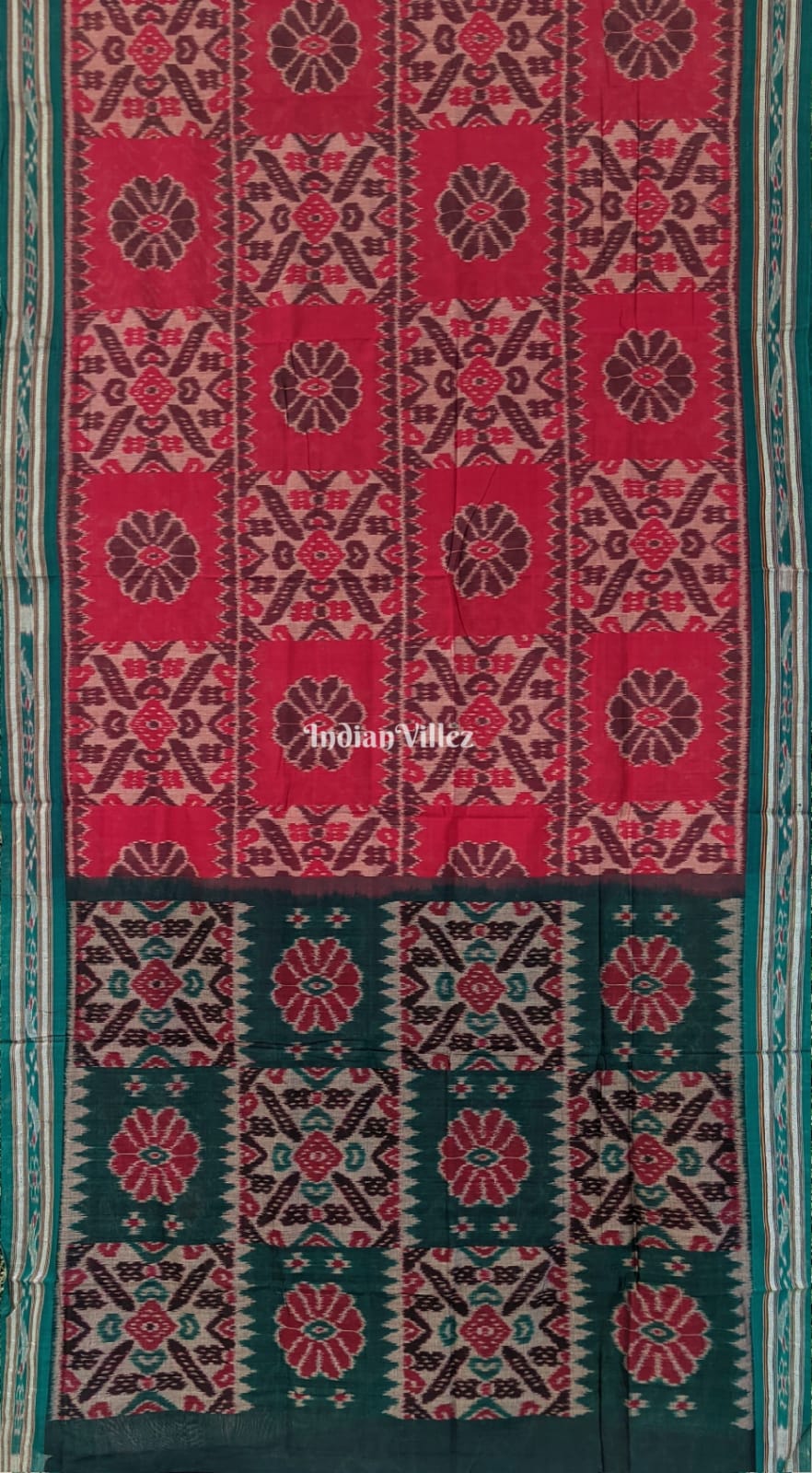 Red Maniabandha Odisha Ikat Cotton Saree