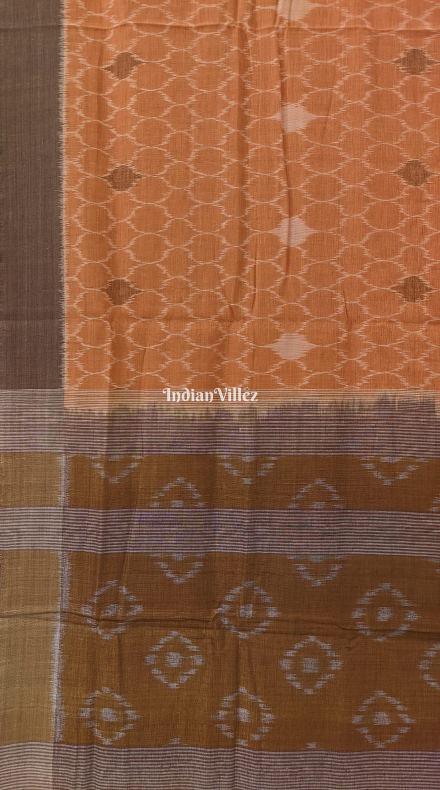 Peach Odisha Ikat Sambalpuri Pure Cotton Saree