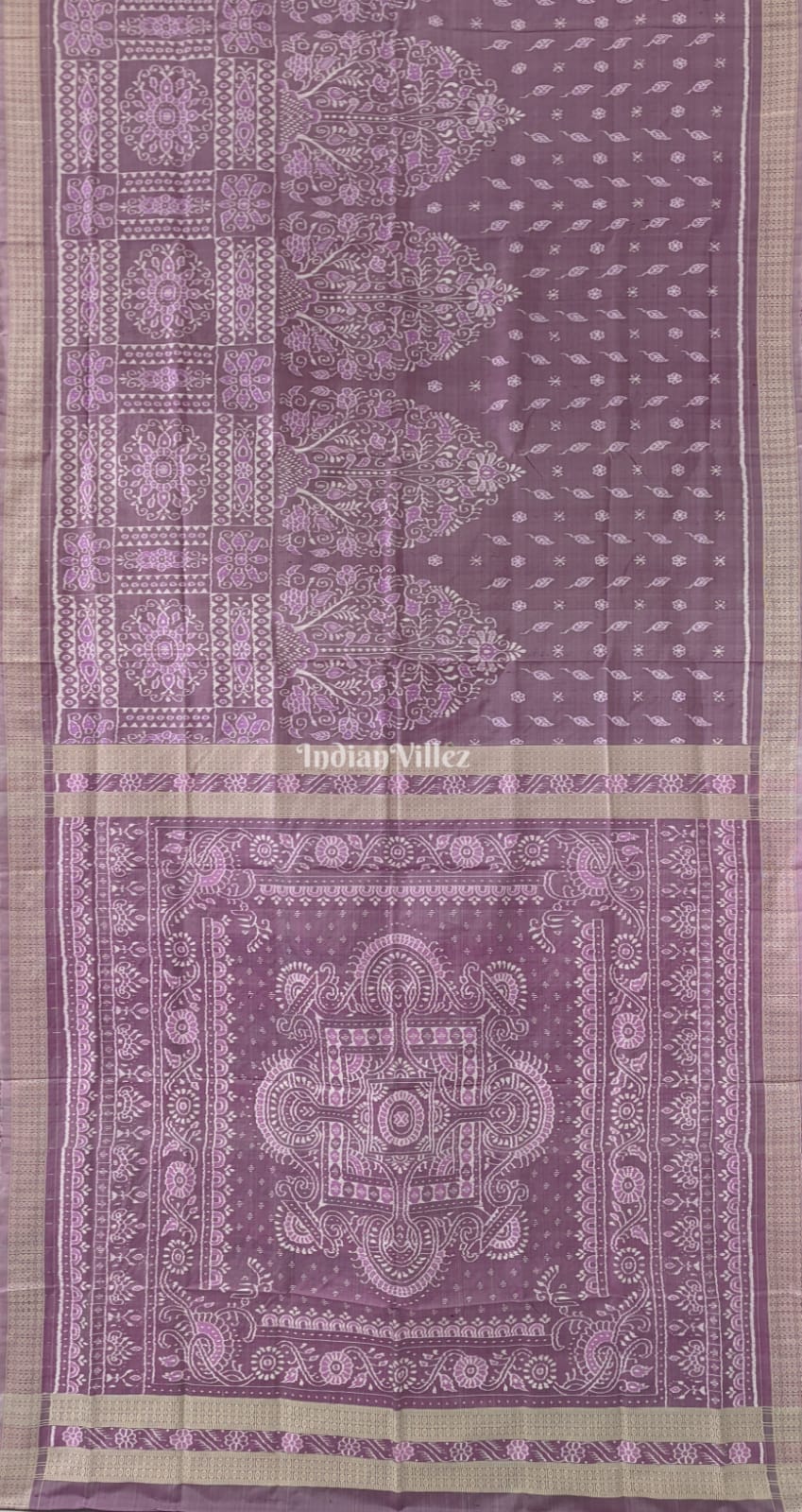 Mauve Odisha Ikat Pure Sambalpuri Silk Pastel Saree
