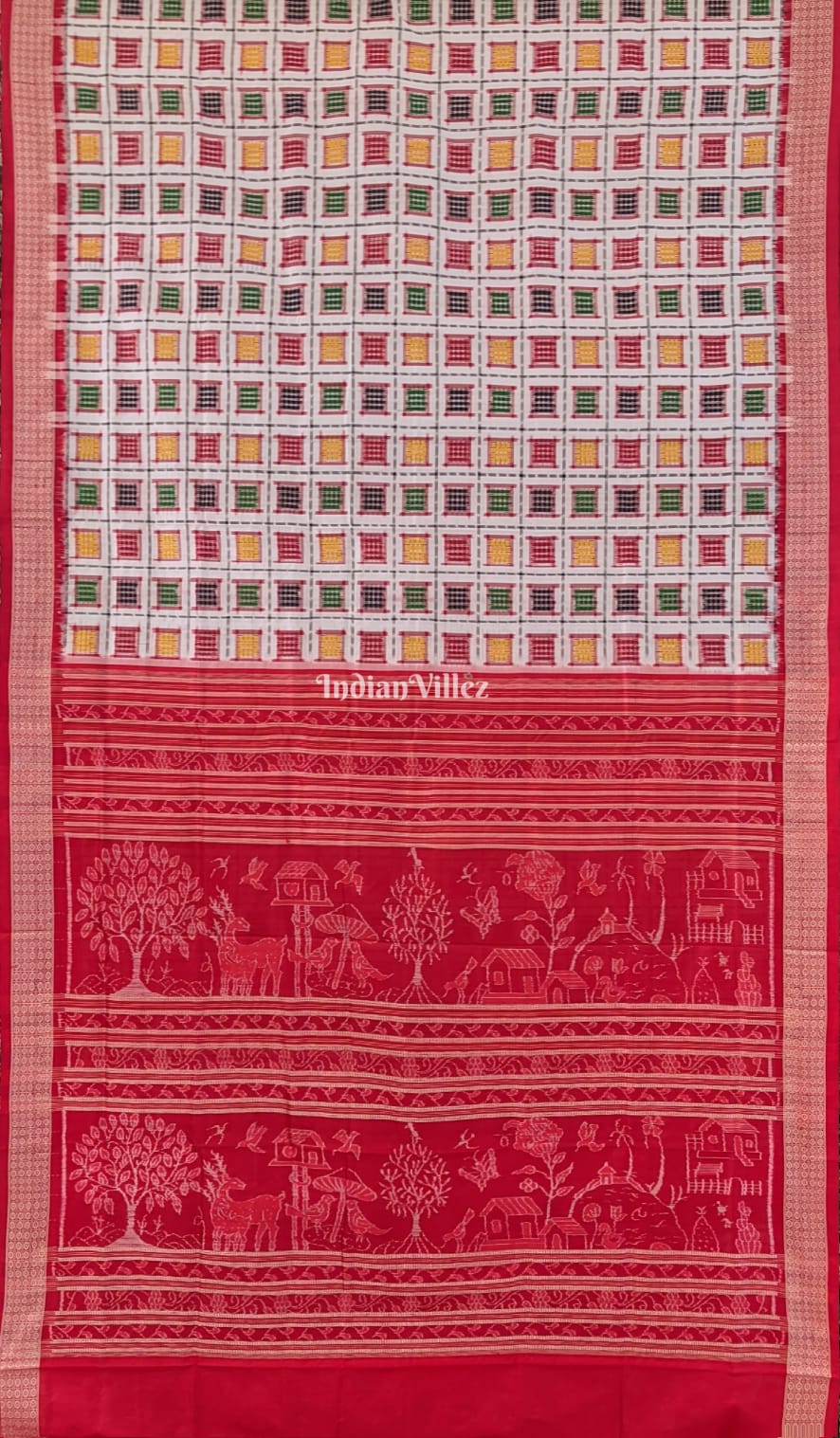 Multicolored Ashwin Design Sambalpuri Ikat Silk Saree
