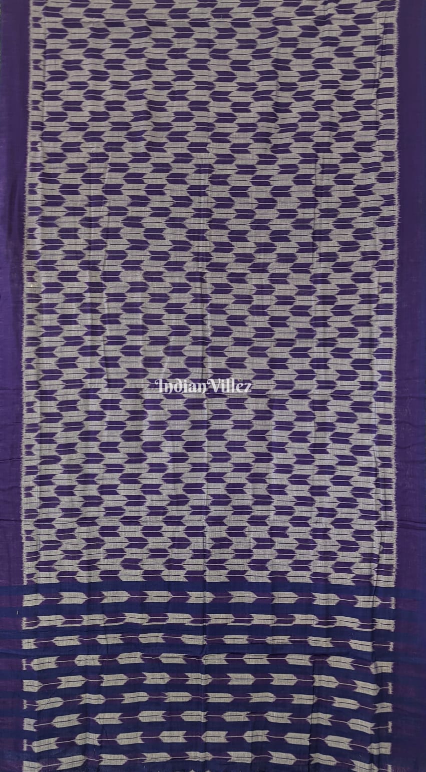 Navy Blue Grey Odisha Handloom Cotton Saree with Tassel