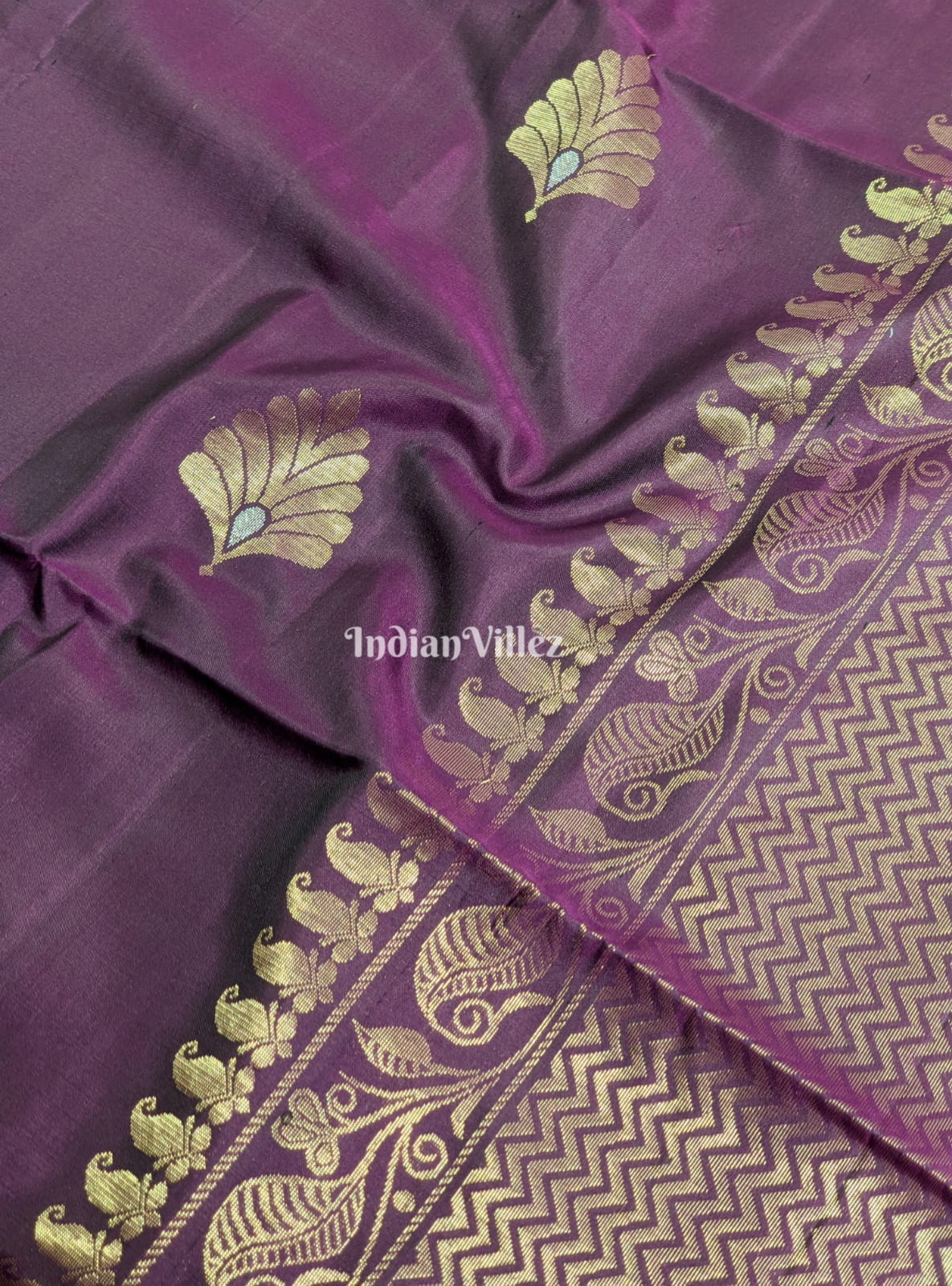 Purple Grape South Handloom Kanjivaram Soft Silk Saree