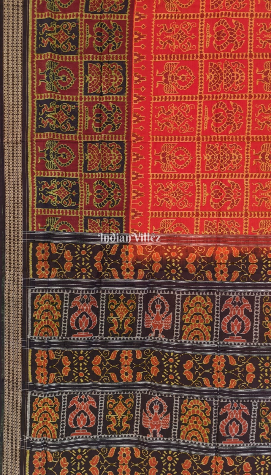 Red Kothi Design Odisha Ikat Sambalpuri Cotton Saree