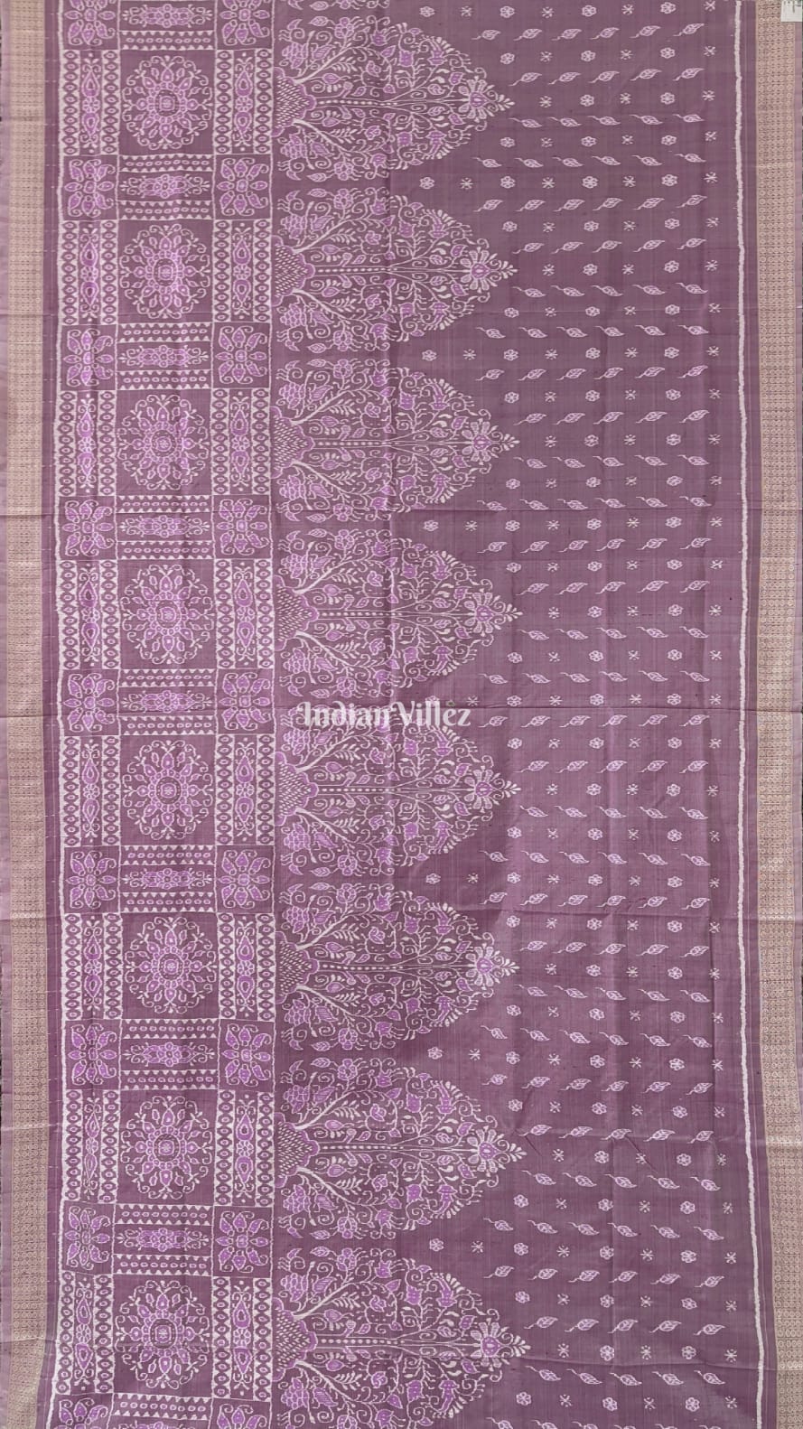 Mauve Odisha Ikat Pure Sambalpuri Silk Pastel Saree