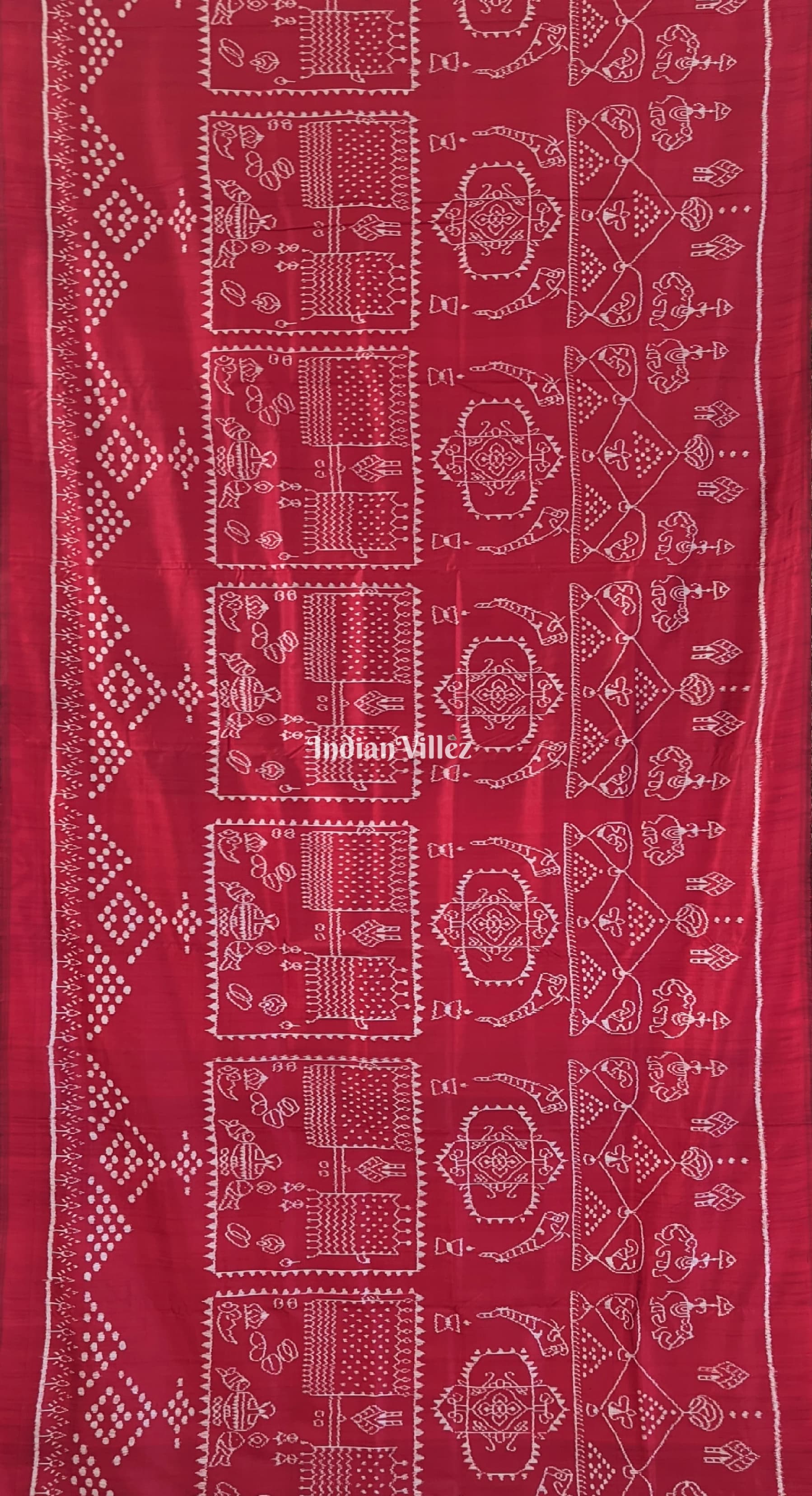Maroon Manabasa Theme Odisha Ikat Contemporary Silk Saree