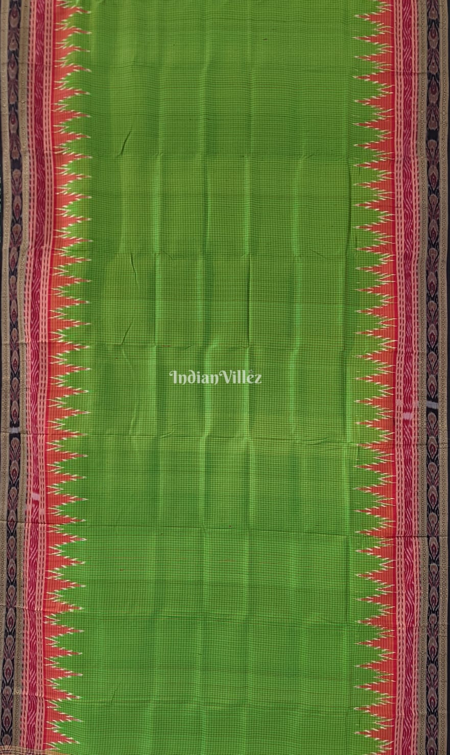 Parrot Green Sachipar Khandua Pata Silk Saree