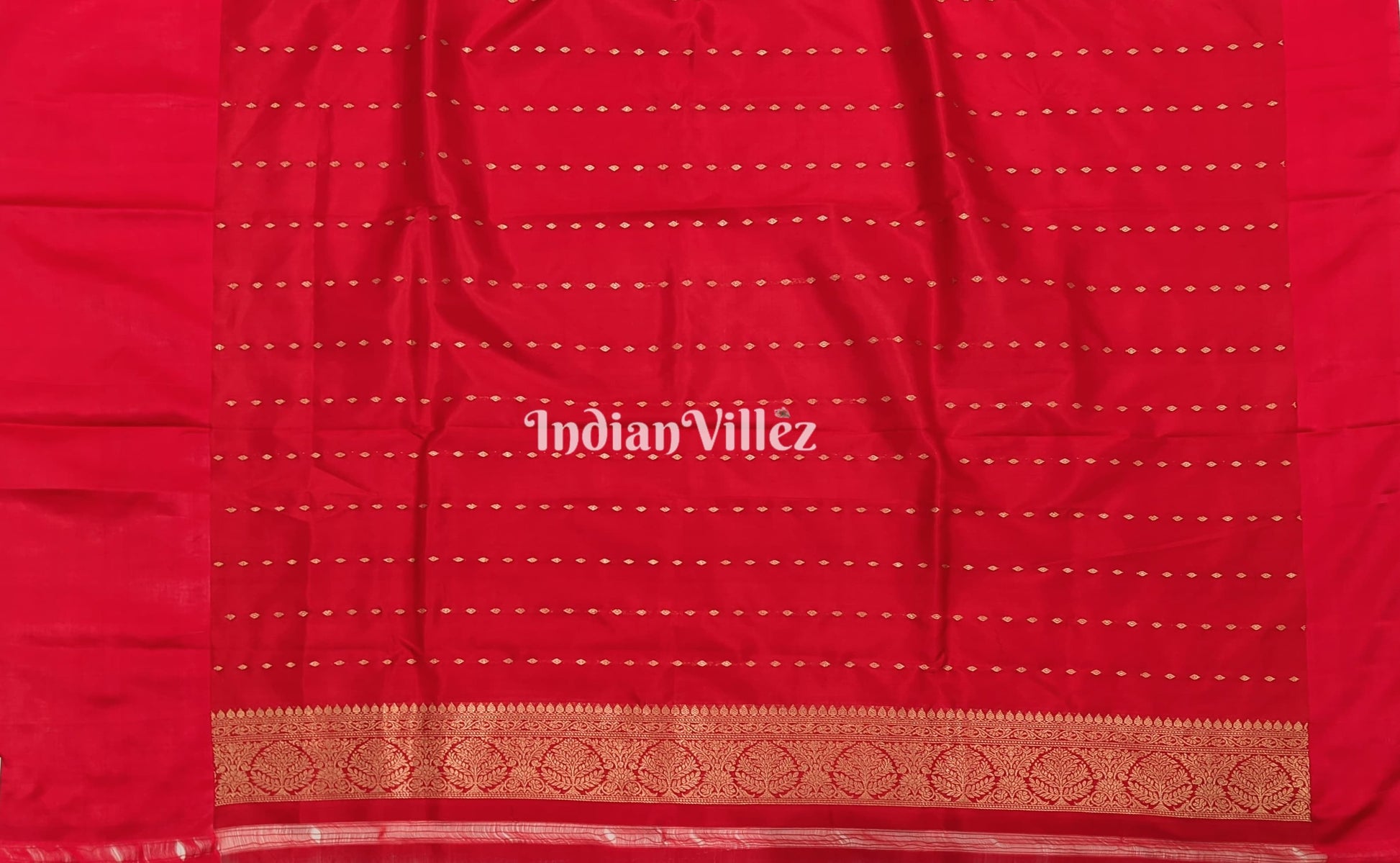White Red Banarasi Katan Silk Saree