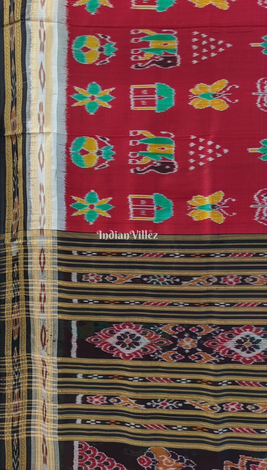 Red Nabakothi Odisha Ikat Khandua Silk Saree