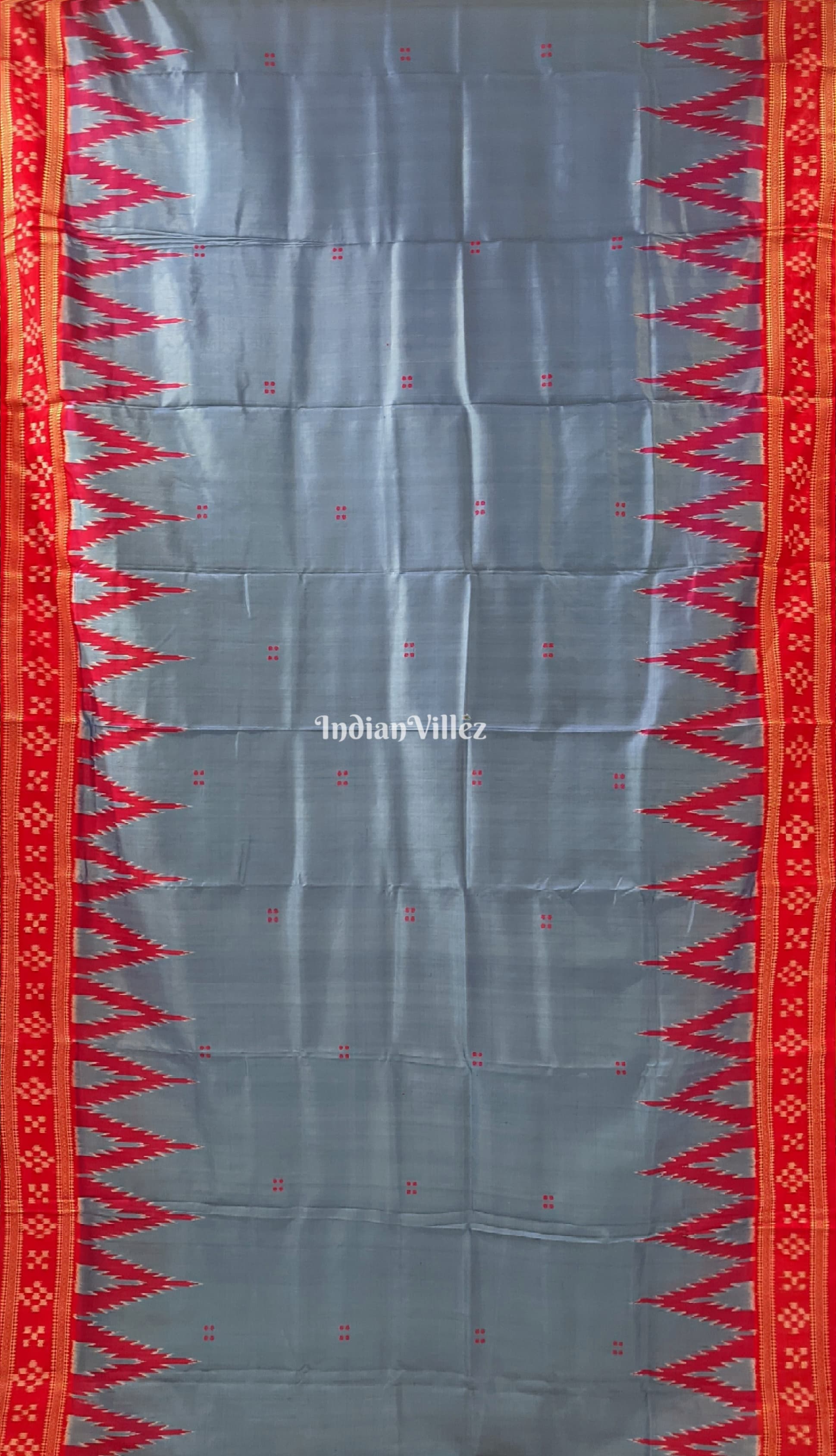 Sky Blue Khandua Silk Saree with Anchal & Border Pasapali Theme