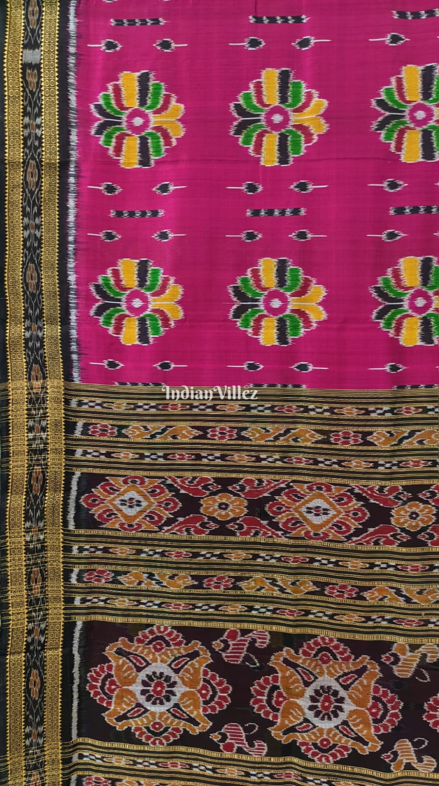 Magenta Baghambari Odisha Ikat Khandua Silk Saree