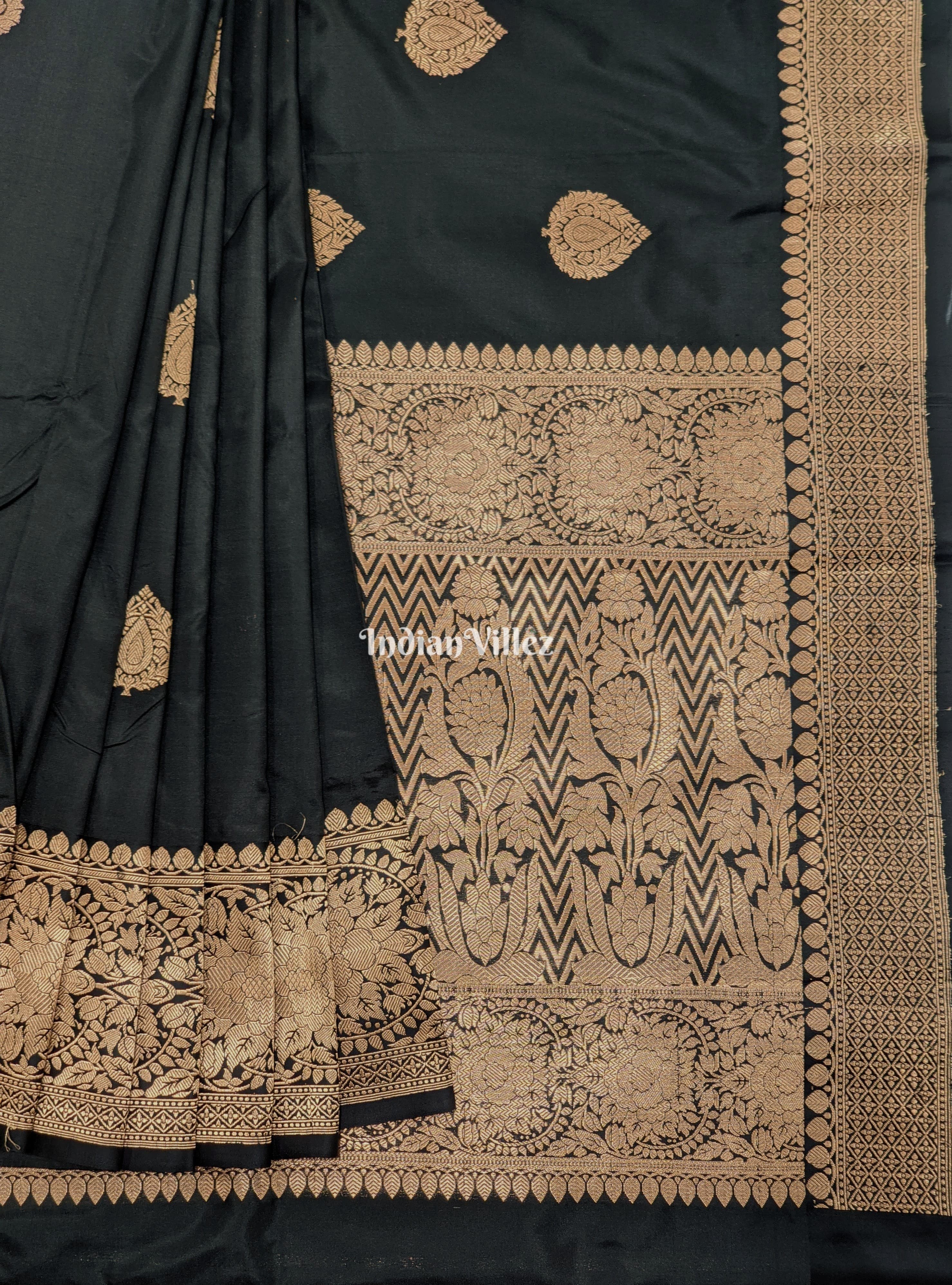 Black Designer Pure Banarasi Katan Silk Saree