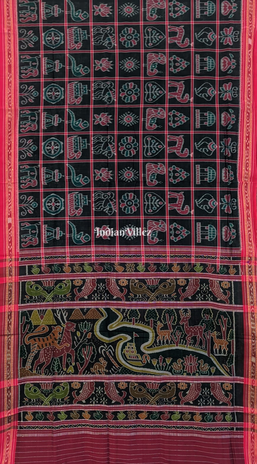Black Nabakothi Sambalpuri Cotton Saree
