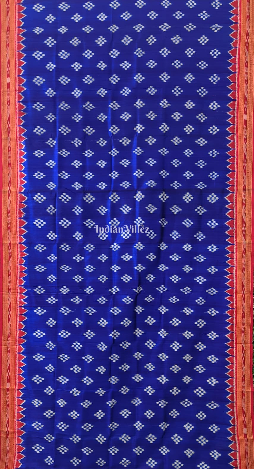 Blue Red Odisha Ikat Khandua Silk Saree