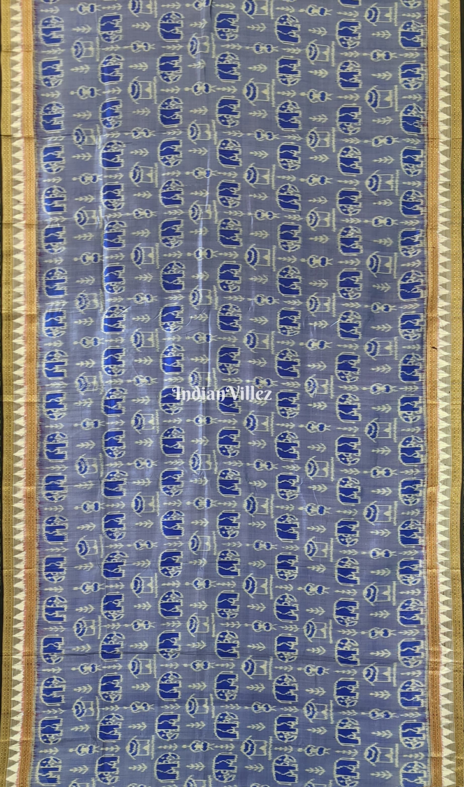 Pigeon Blue Odisha Handloom Khandua Silk Saree