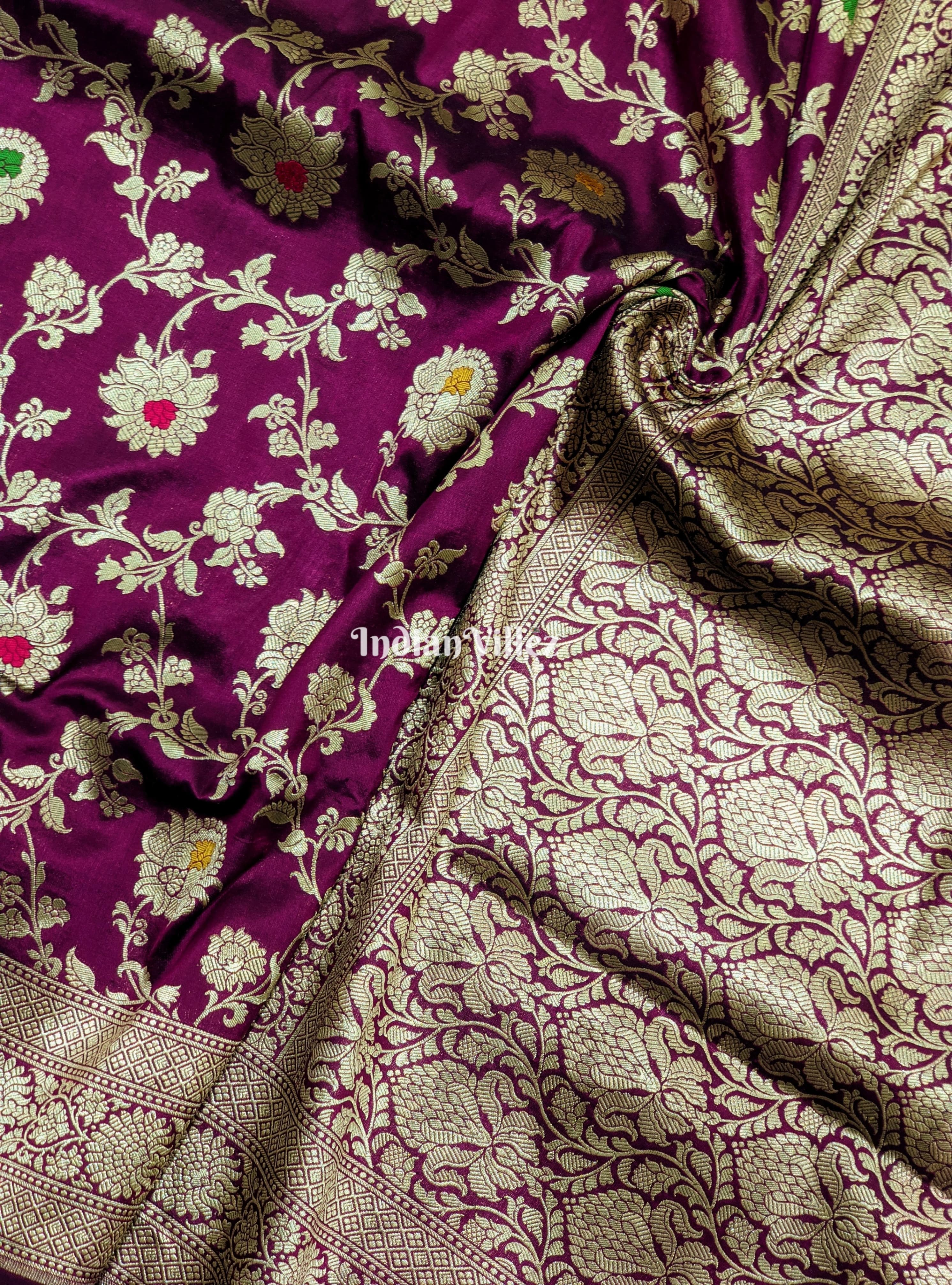 Purple Designer Banarasi Meenakari Katan Silk Saree