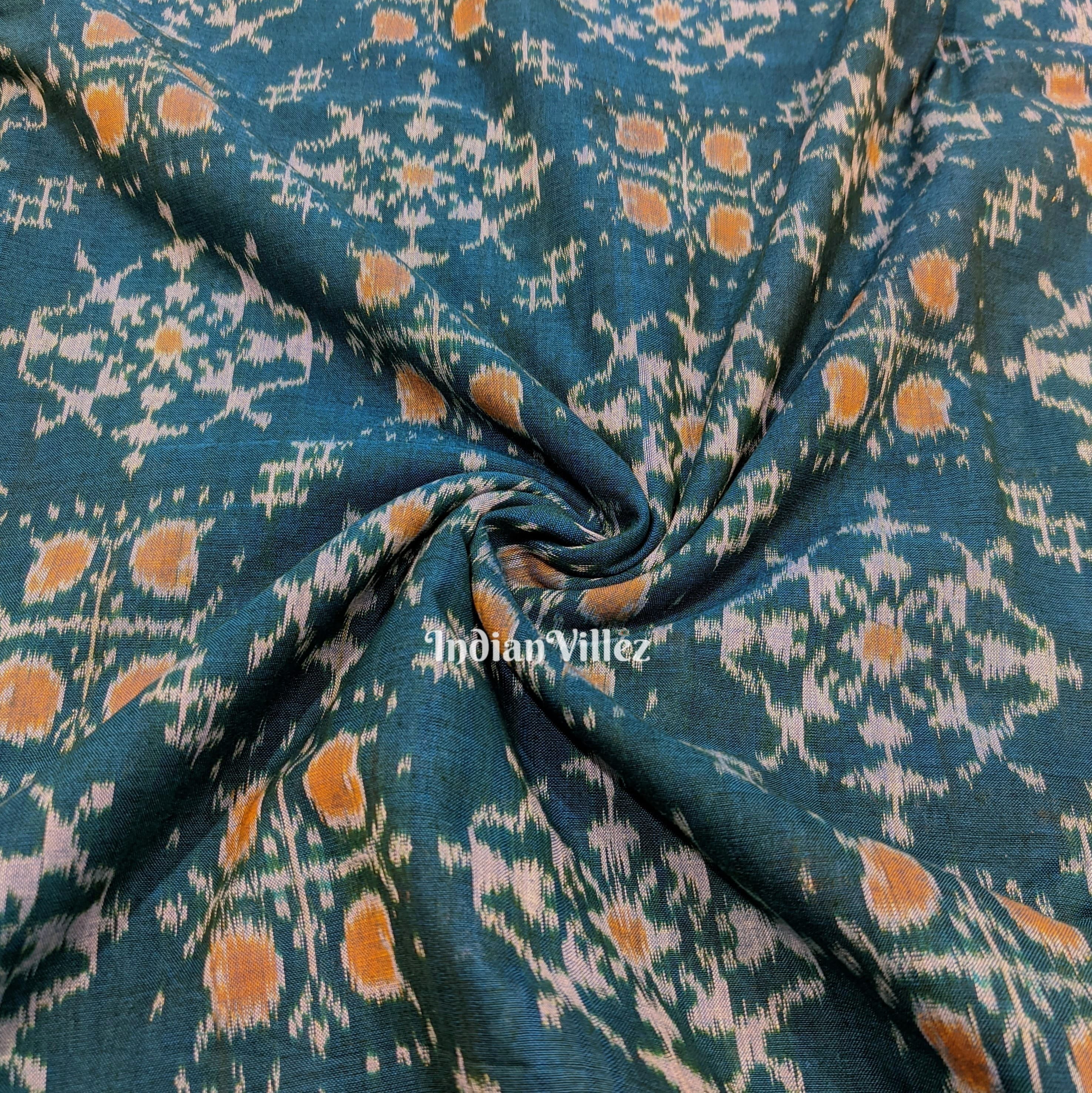 Rama Green Tribal Jhoti Design Sambalpuri Ikat Cotton Fabric