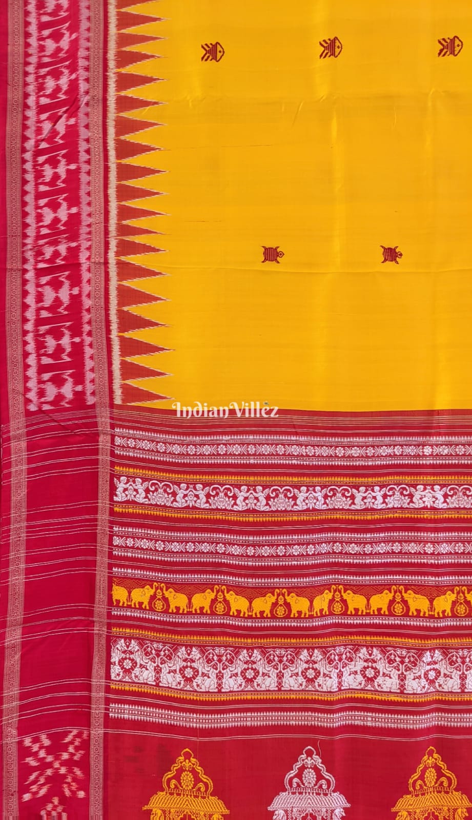 Yellow Habaspuri Dolabedi Khandua Silk Saree