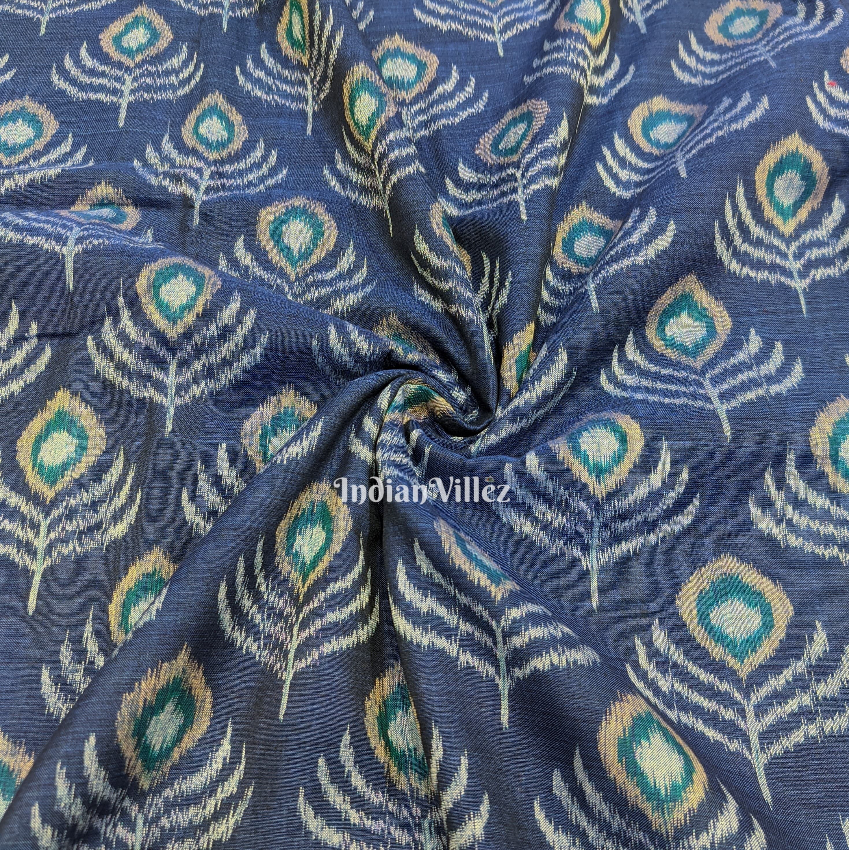 Blue Mayur Chandrika Sambalpuri Ikat Cotton Fabric