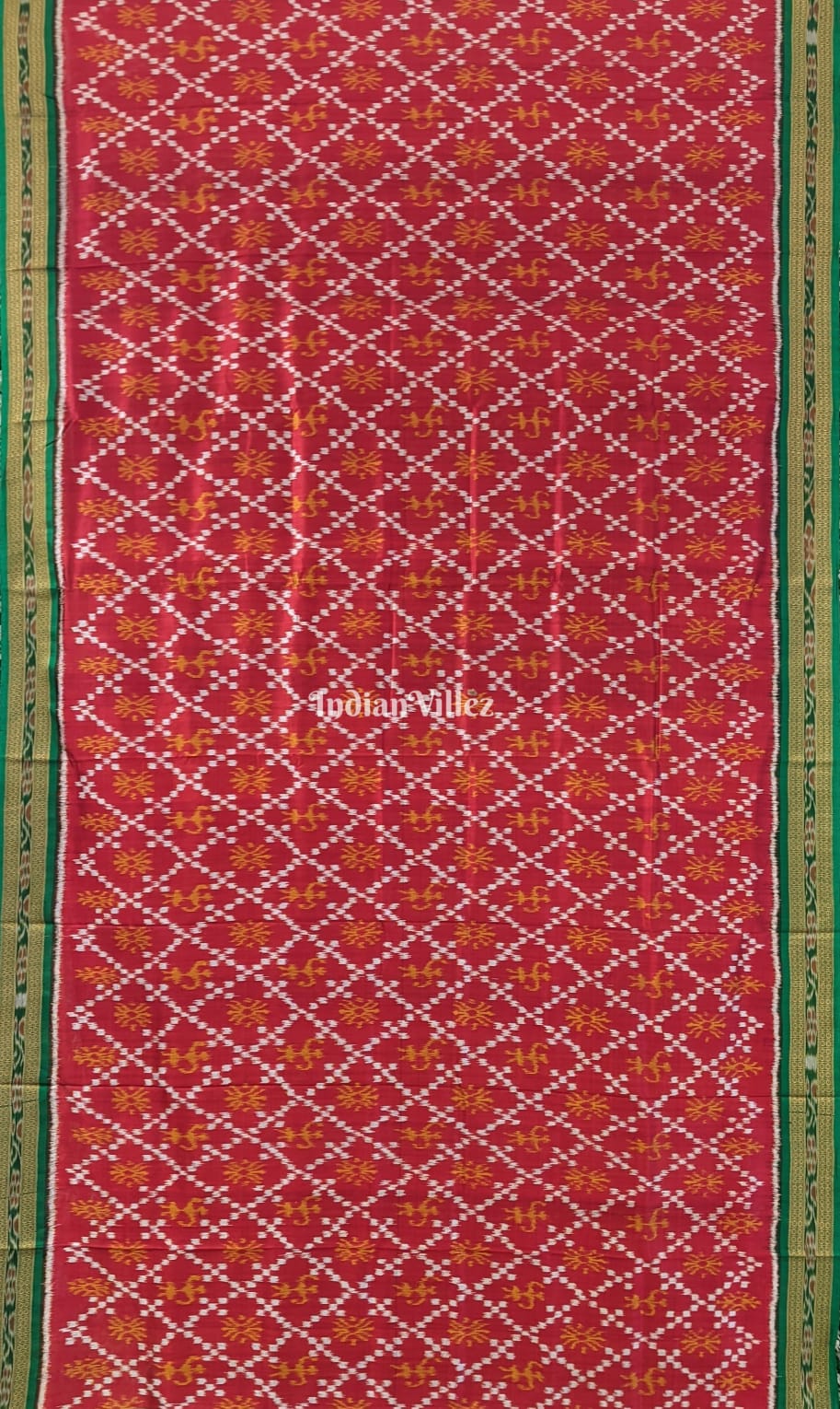 Brick Red Odisha Ikat Tribal Khandua Silk Saree